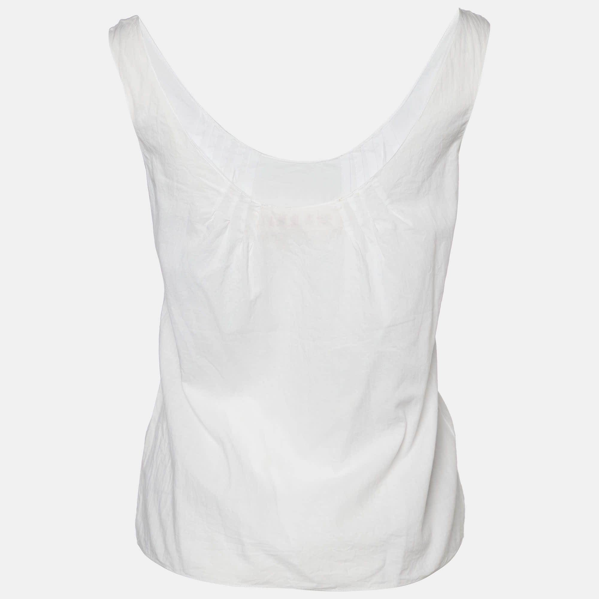White Cotton Sleeveless Top