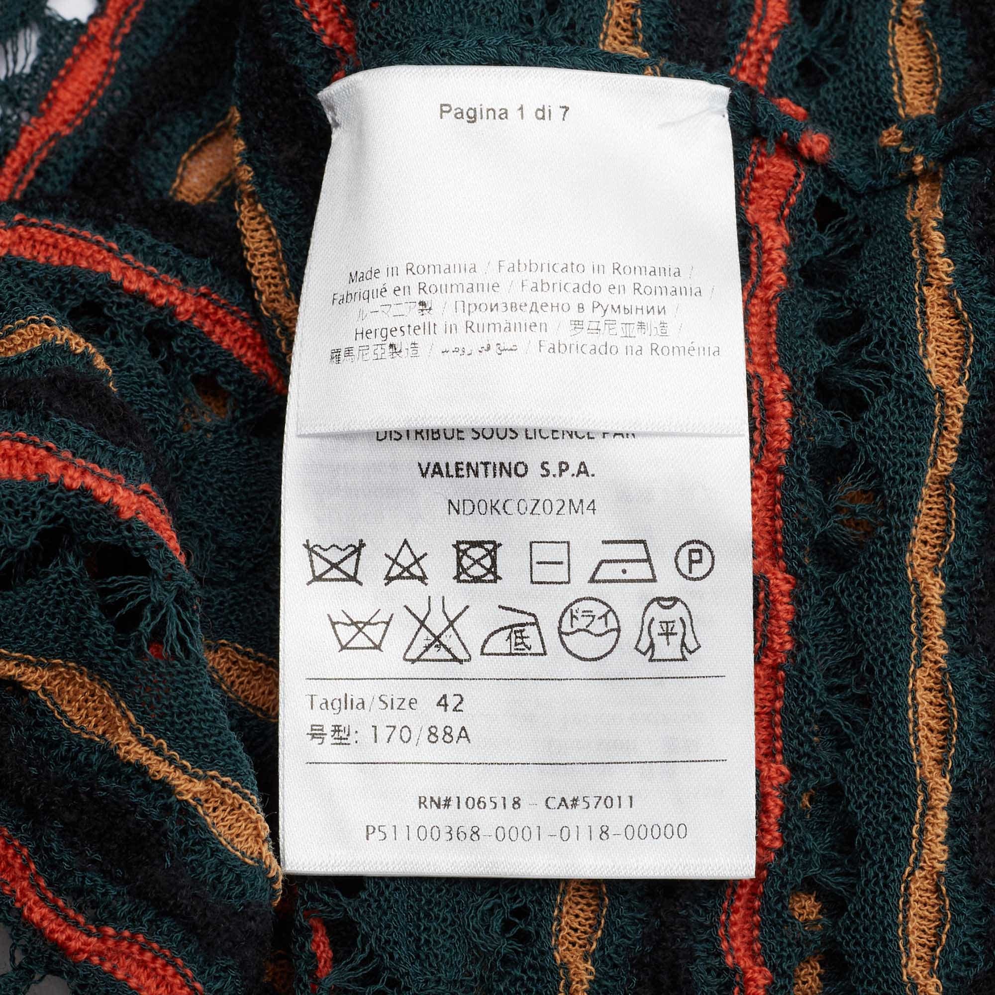 M Missoni Teal Blue Floral Perforated Knit Top