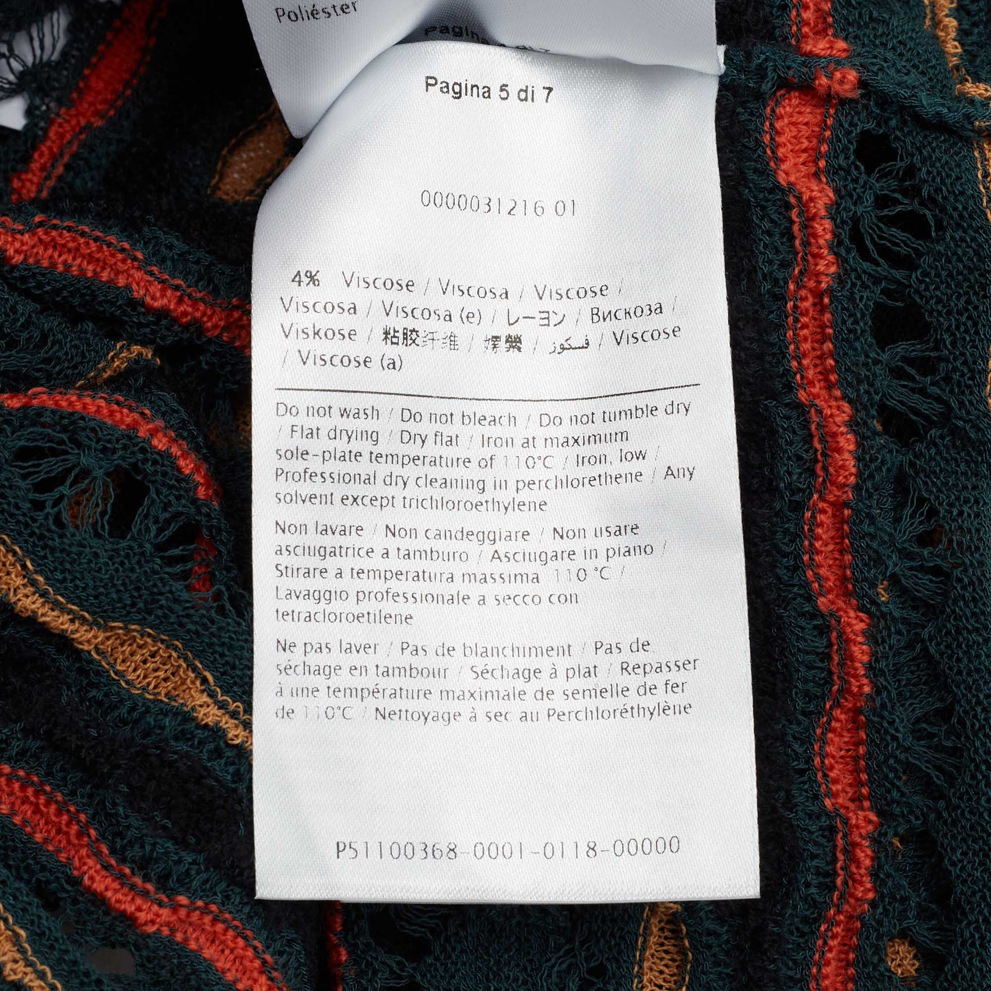 M Missoni Teal Blue Floral Perforated Knit Top