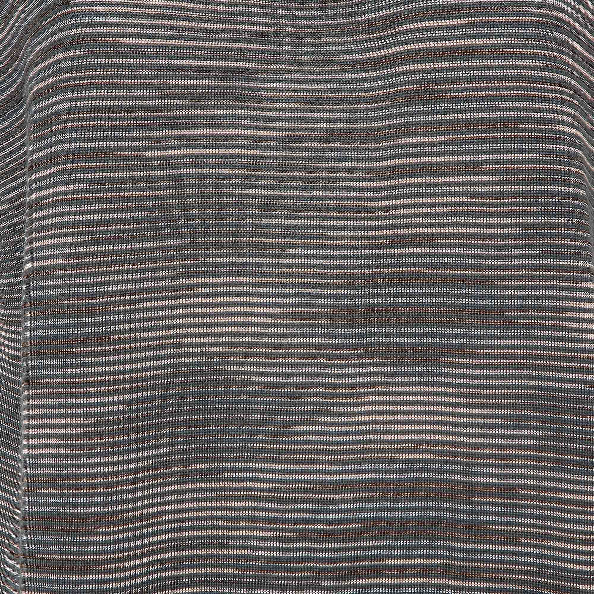 M Missoni Dark Teal Blue Patterned Knit Sleeveless Top