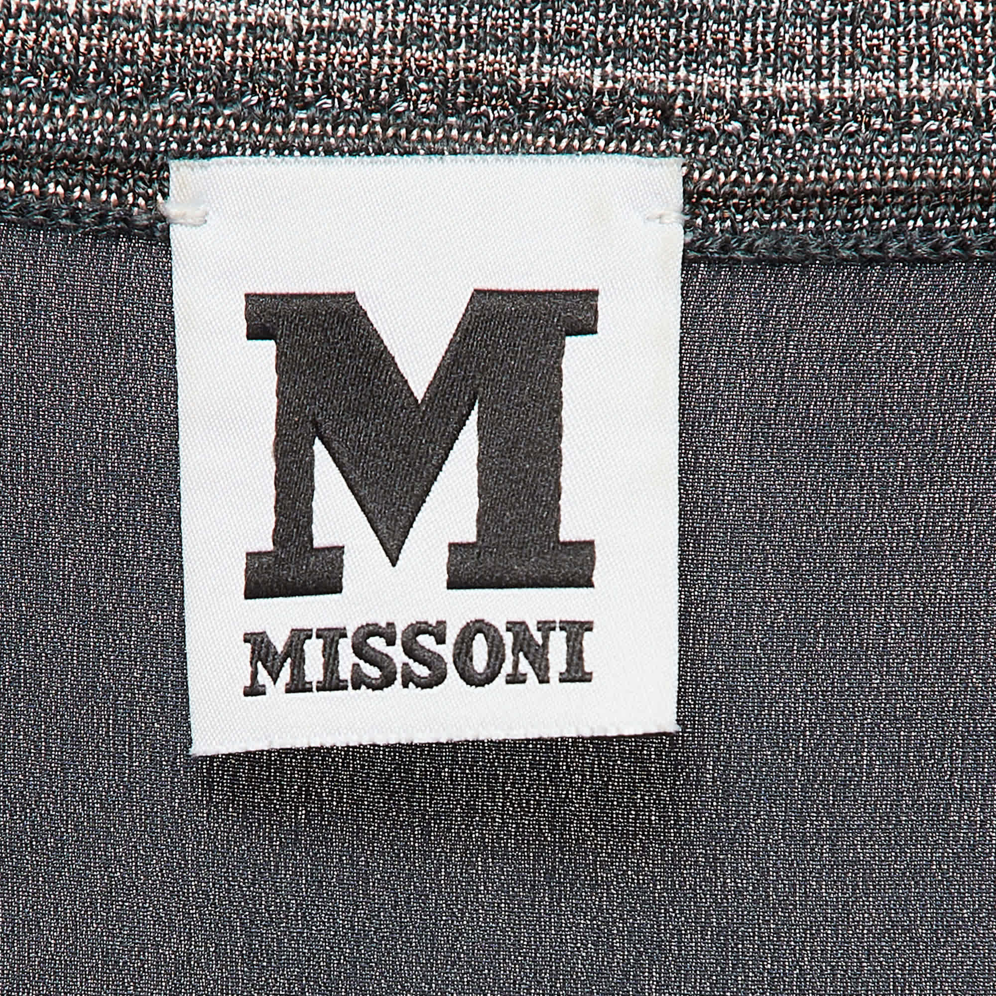 M Missoni Dark Teal Blue Patterned Knit Sleeveless Top