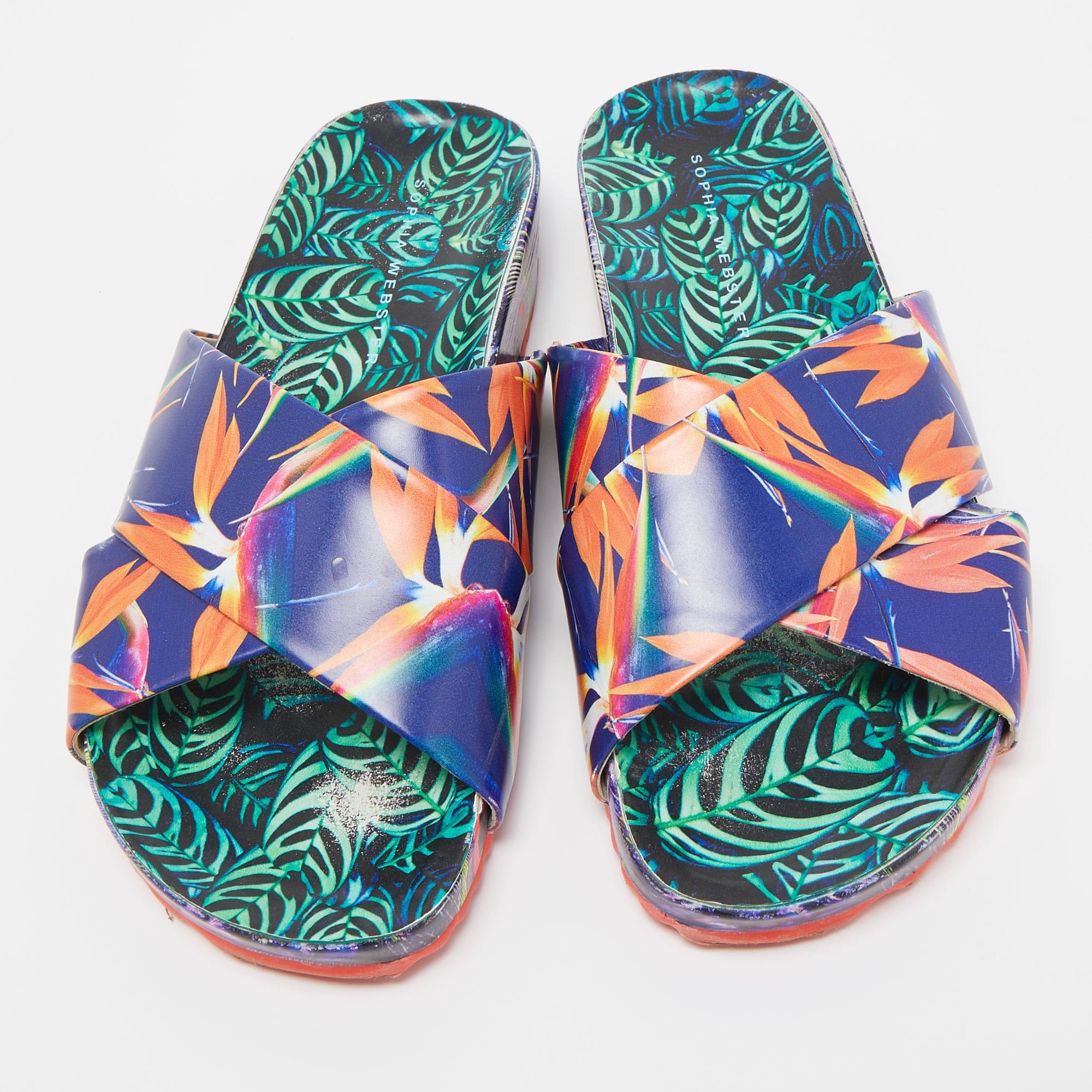 Sophia Webster Multicolor Printed Leather Slides