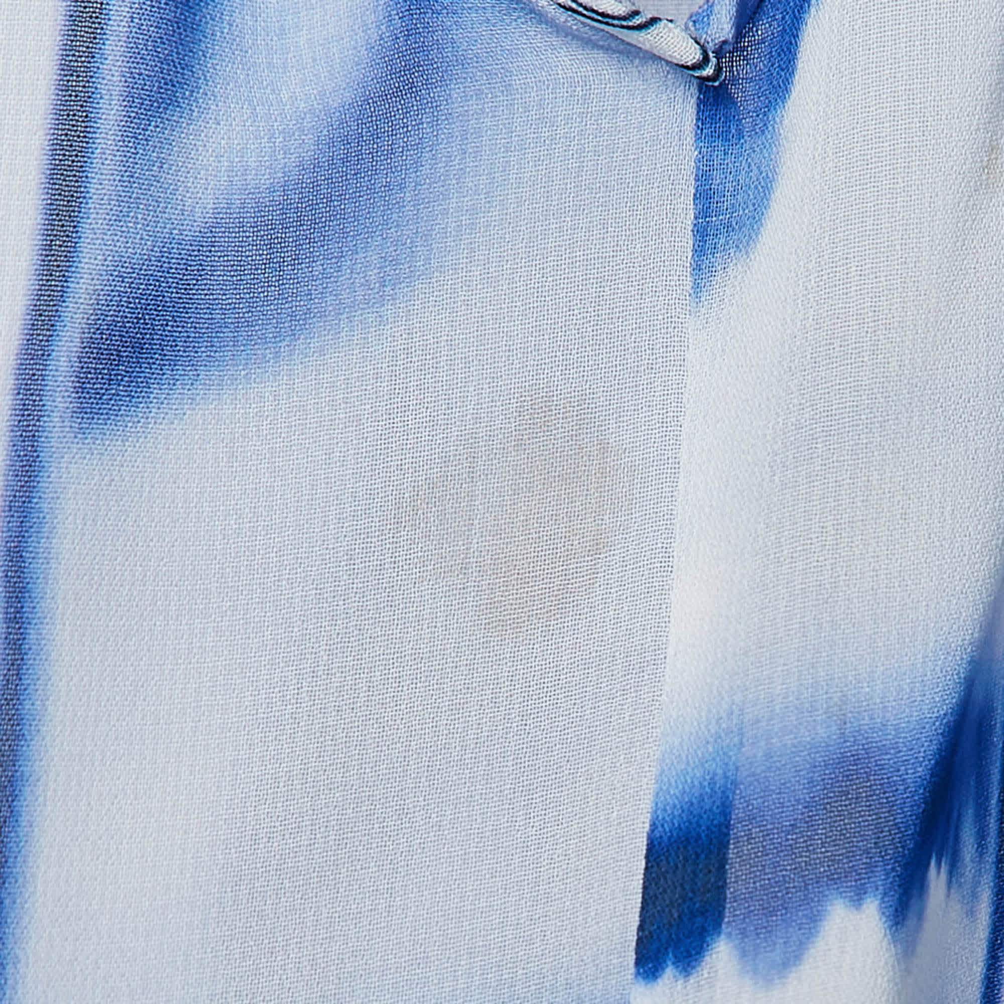 WHITE* Collection White/blue Printed Chiffon Lace - Up Top