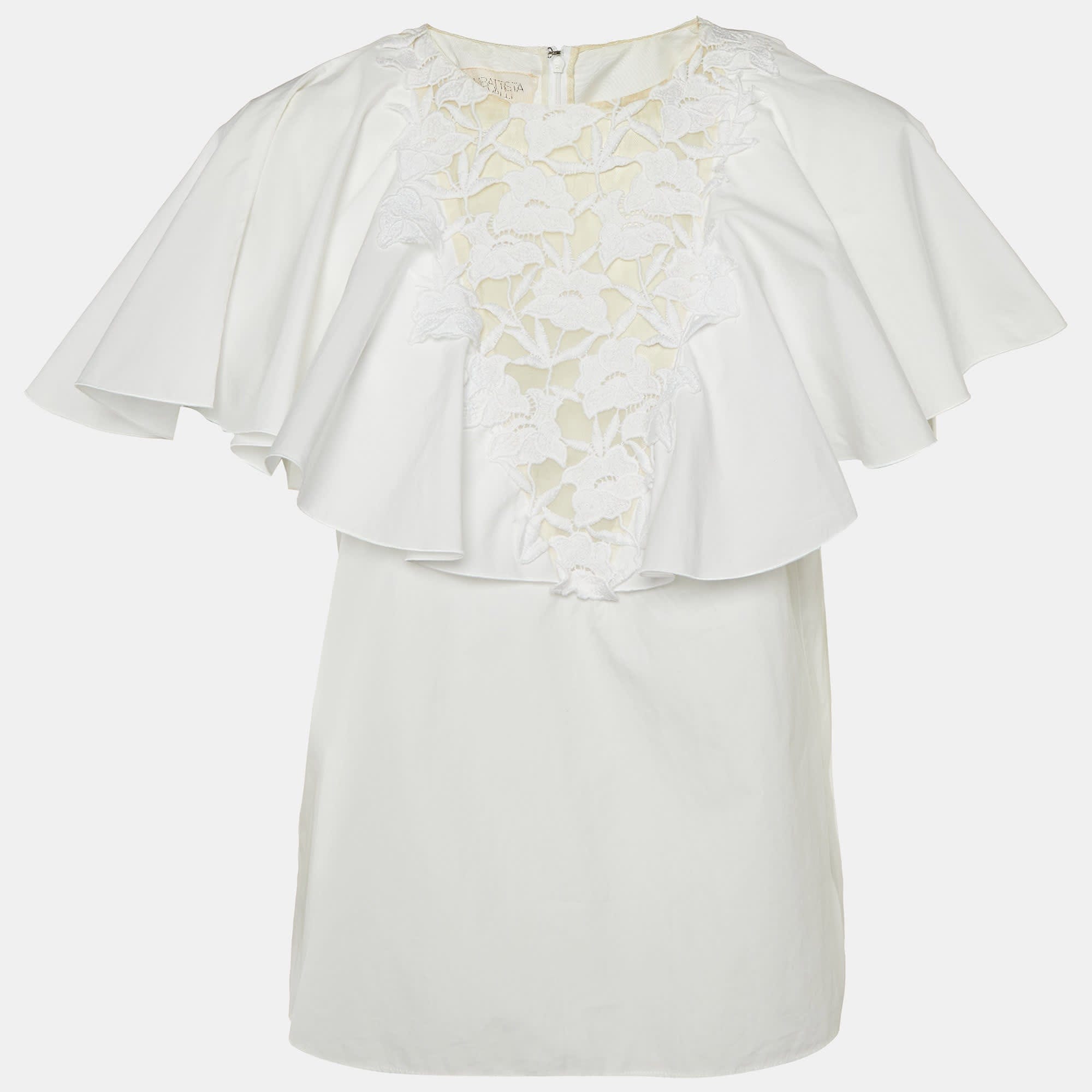White Lace Trim Cotton Ruffled Top