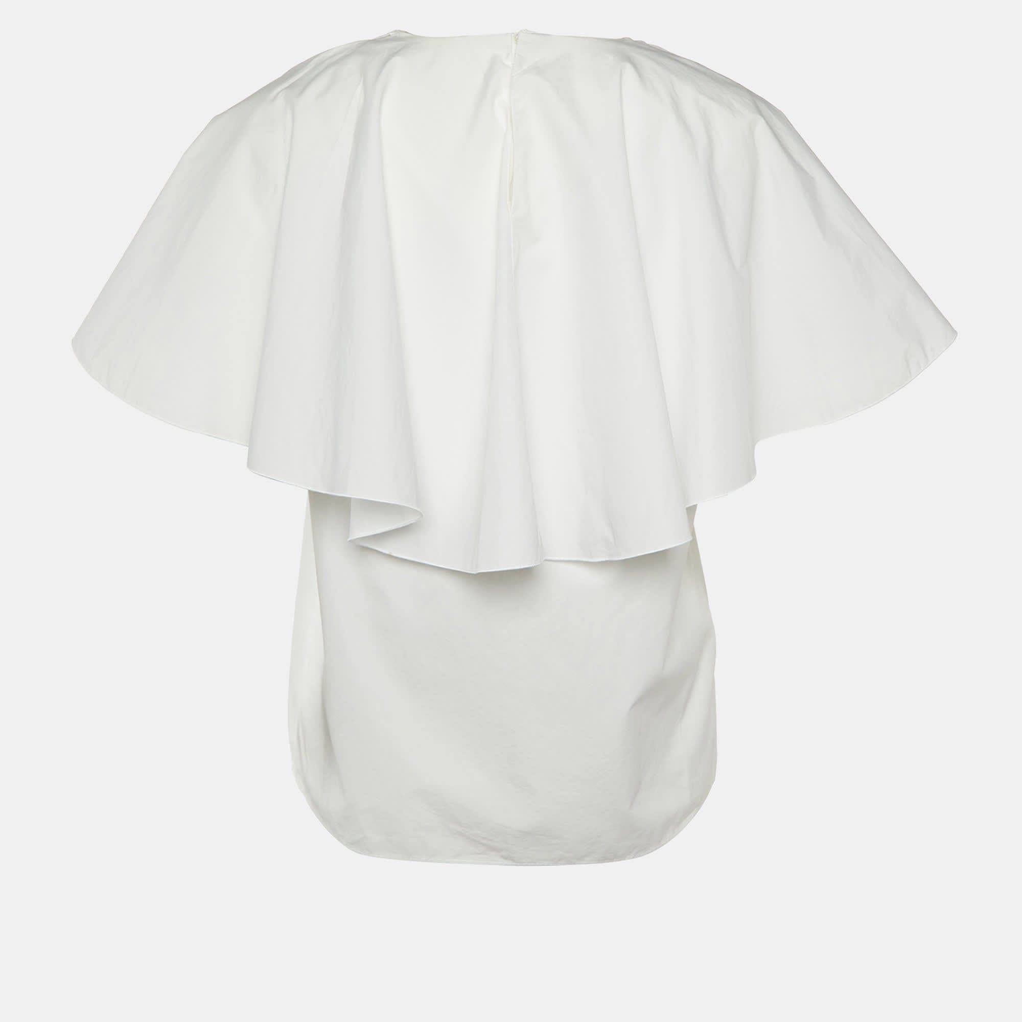 White Lace Trim Cotton Ruffled Top