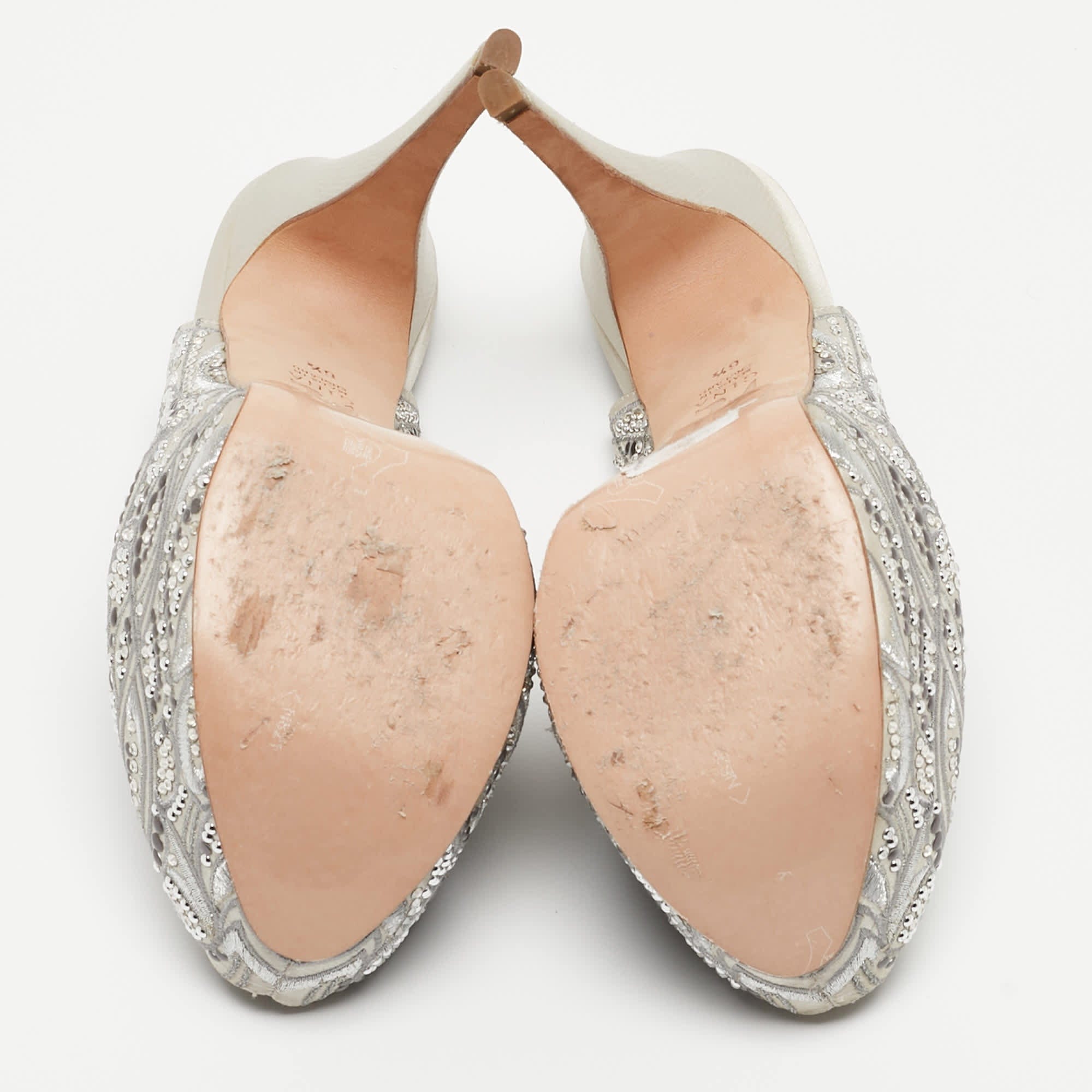 Gina Grey Satin Embellished Slingback Platform Sandals