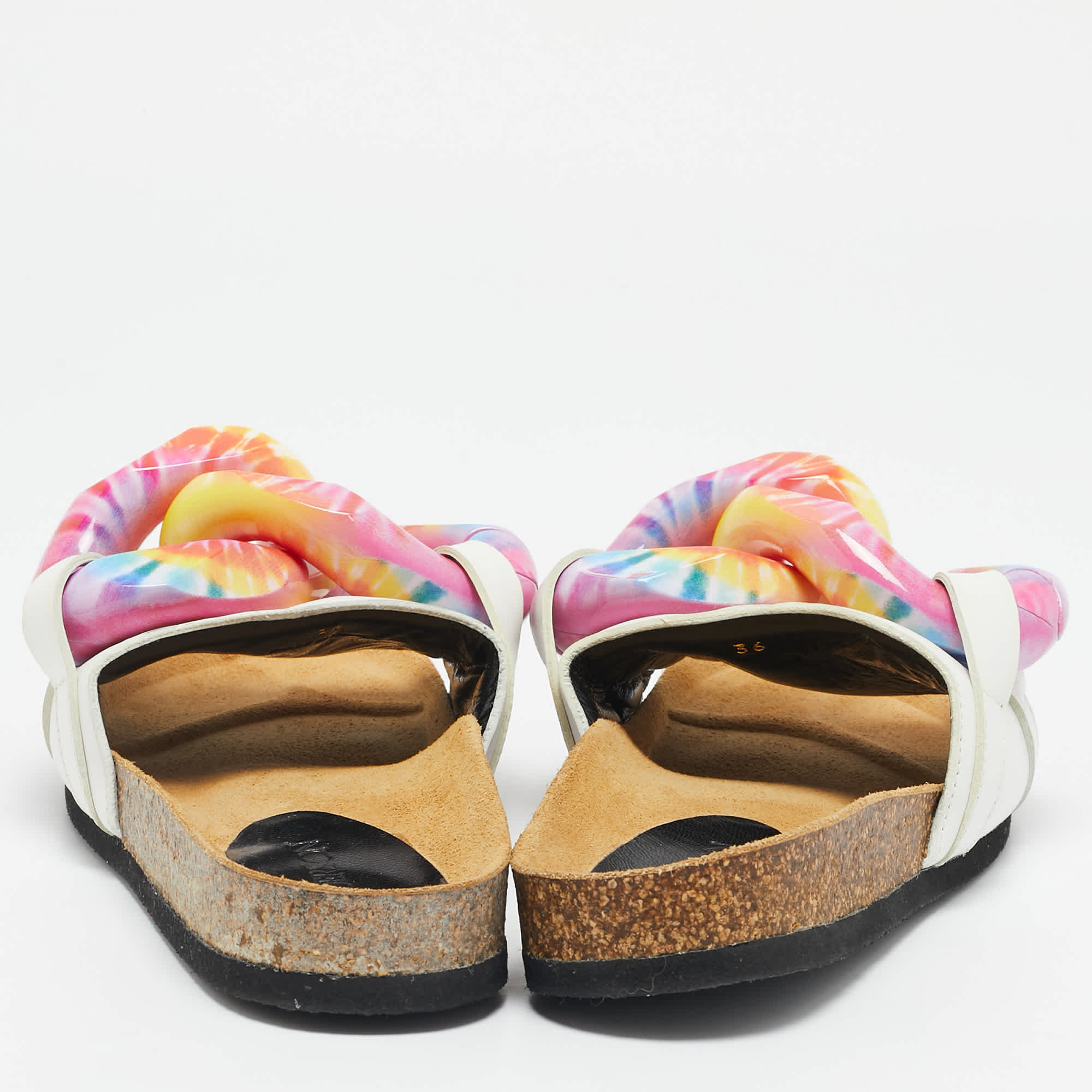J.w.anderson White Leather Chain Flat Slides