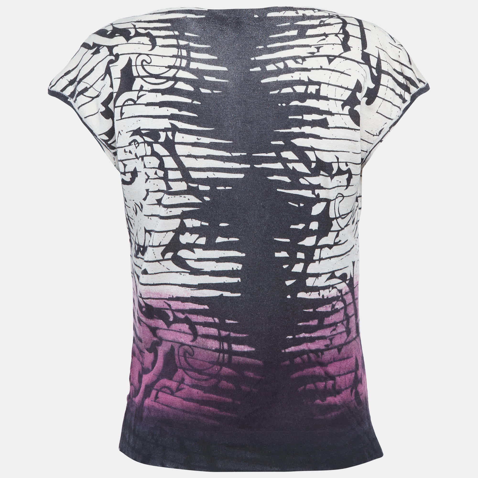 BLEND Etro Multicolor Print Silk Blend Cowl Neck Top