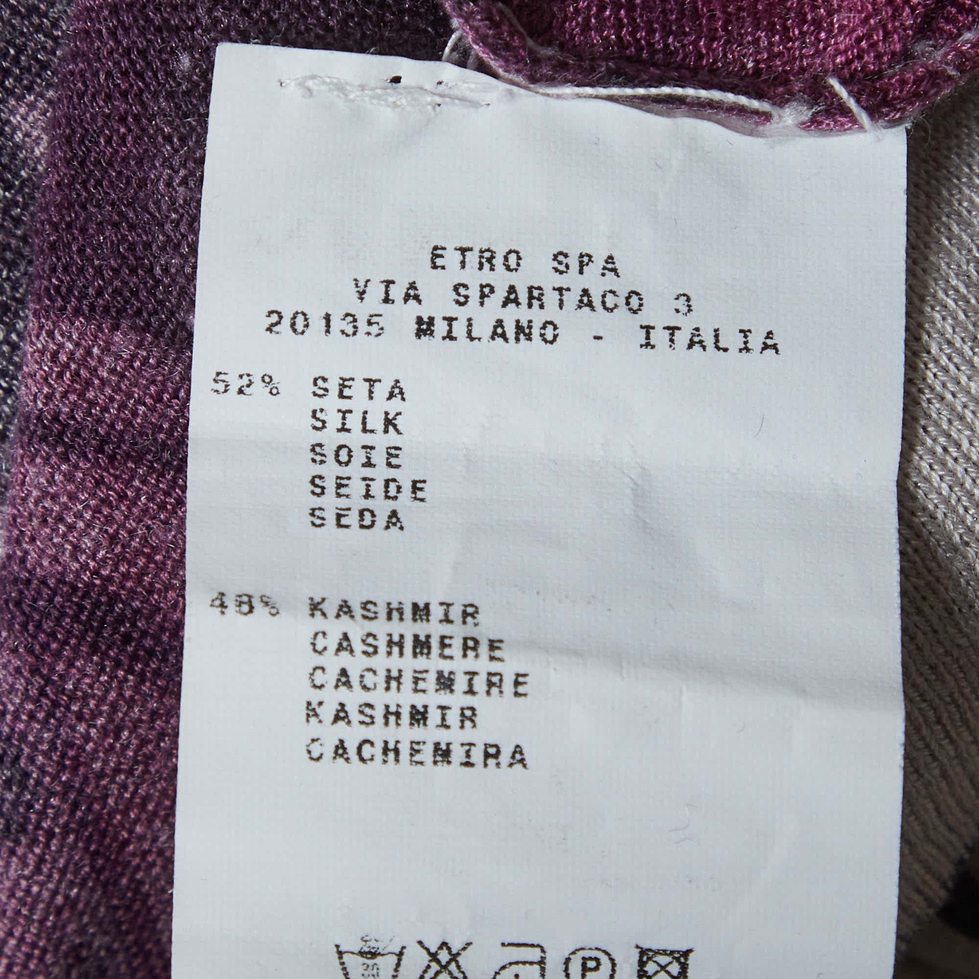 BLEND Etro Multicolor Print Silk Blend Cowl Neck Top