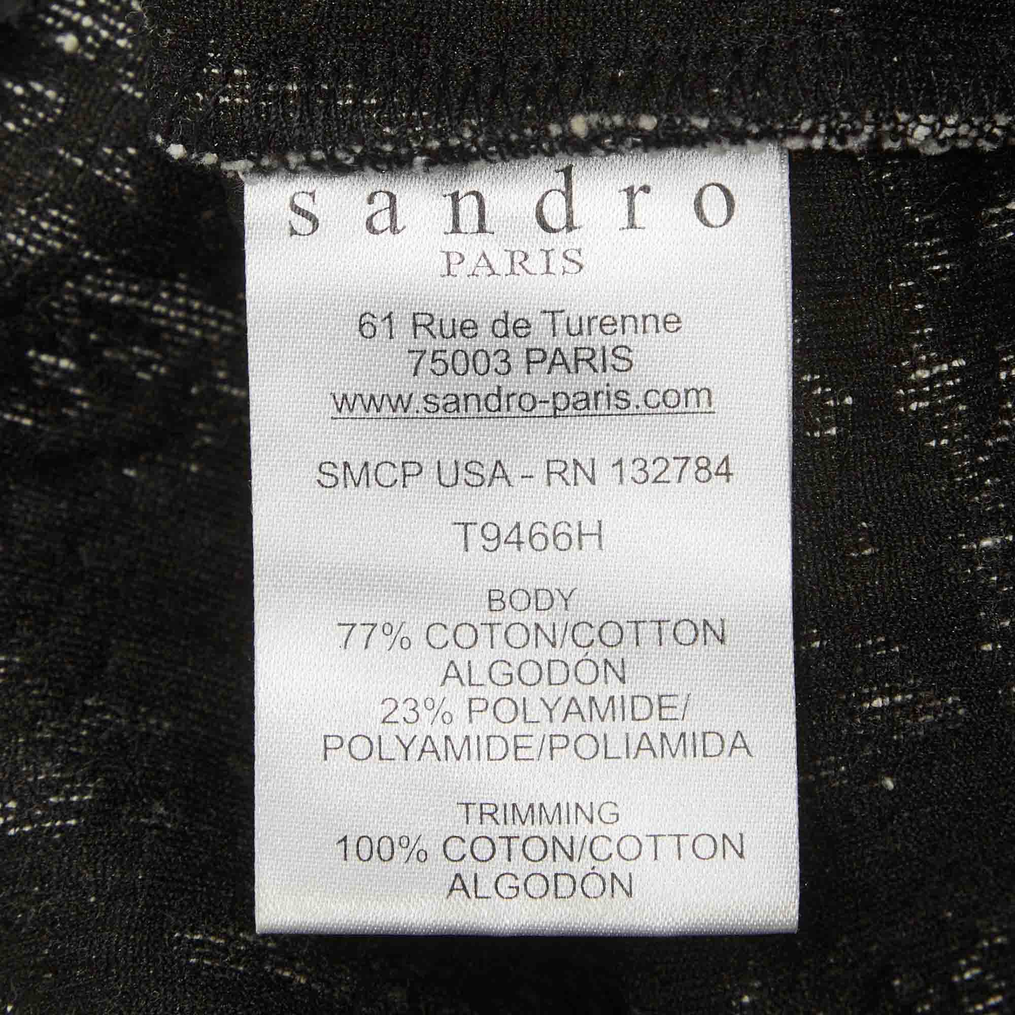 TEXTURED KNIT Sandro Black/white Textured Knit Top