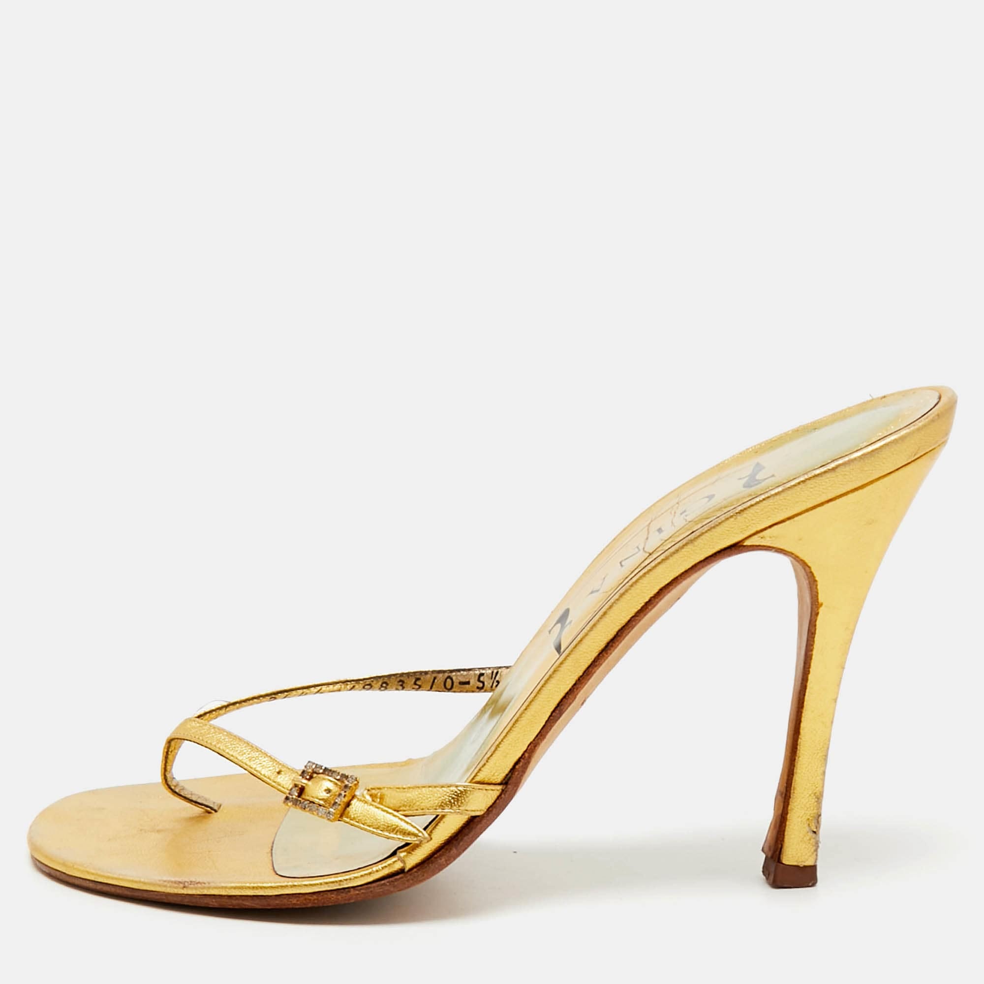 Gina Gold Leather Thong Sandals