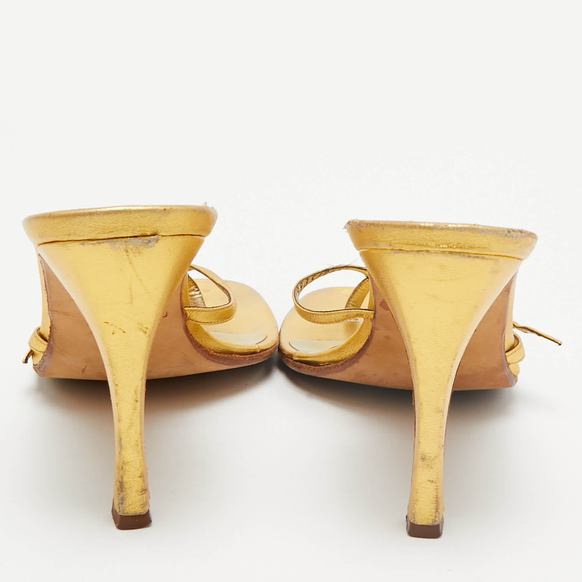 Gina Gold Leather Thong Sandals