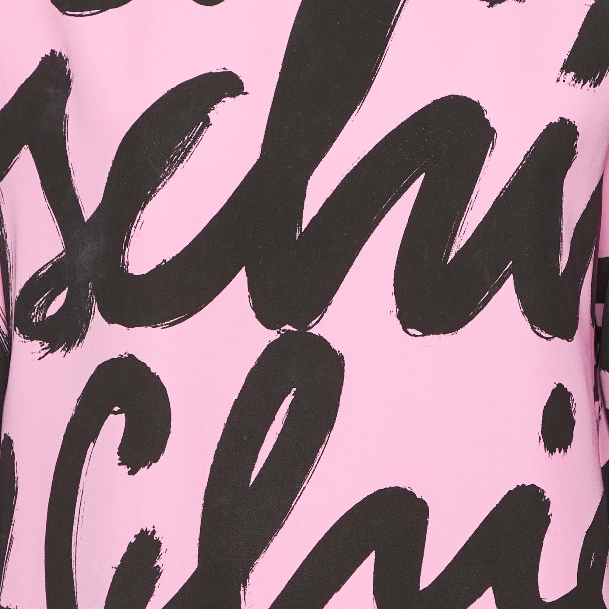 Logo Cheap And Chic Pink Logo Print Crepe Tunic Top