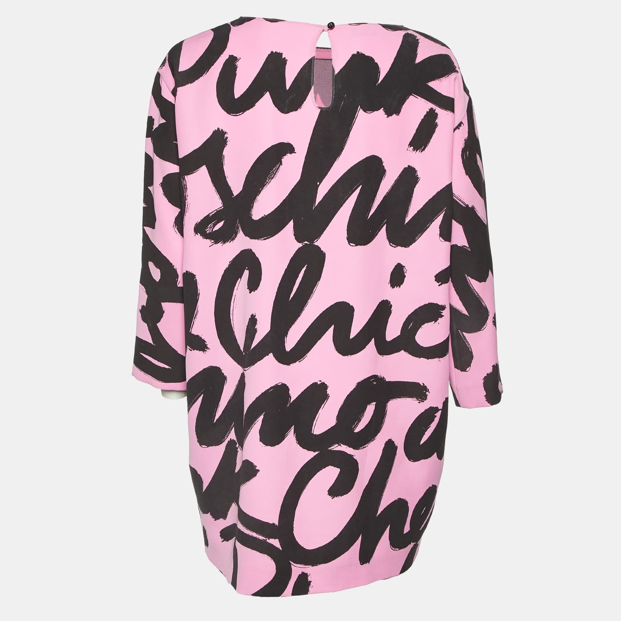 Logo Cheap And Chic Pink Logo Print Crepe Tunic Top