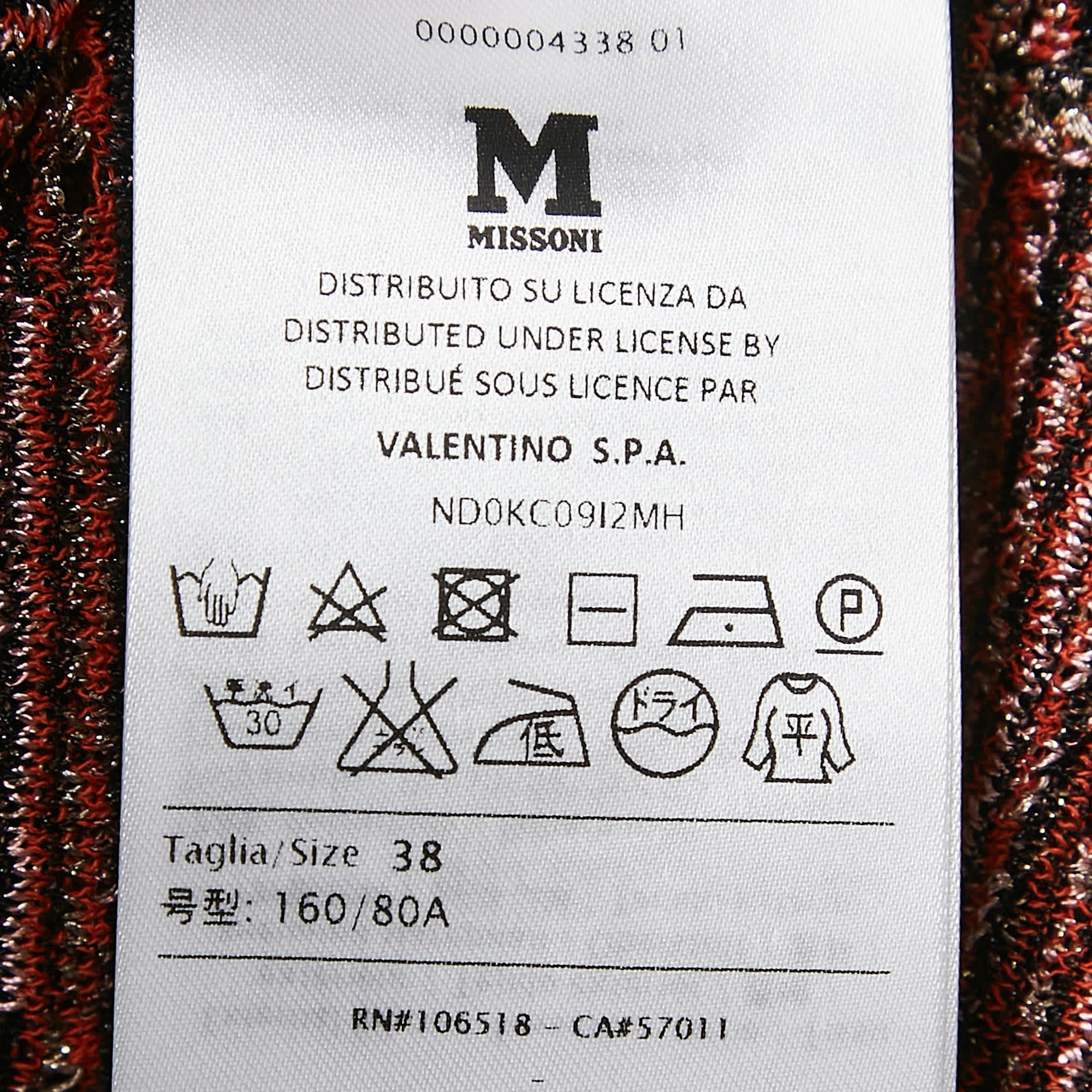M Missoni Black/multicolor Pinhole Pattern Knit Sweater Top