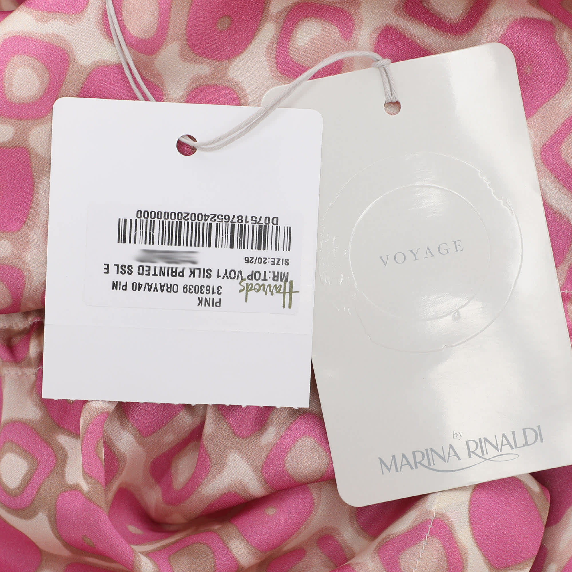 Marina Rinaldi Pink Printed Silk Short Sleeve Top
