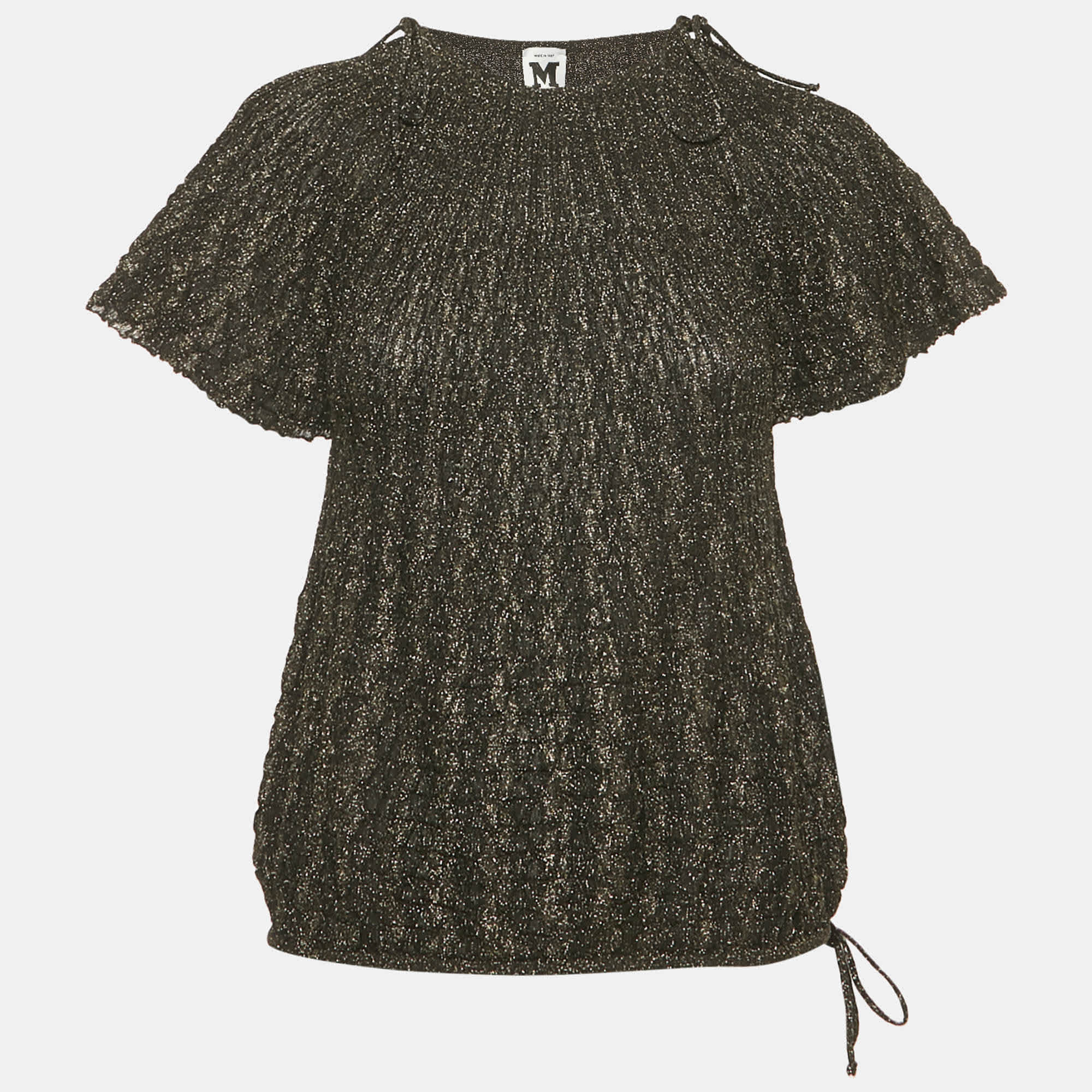 M Missoni Black Lurex Knit Short Sleeve Top