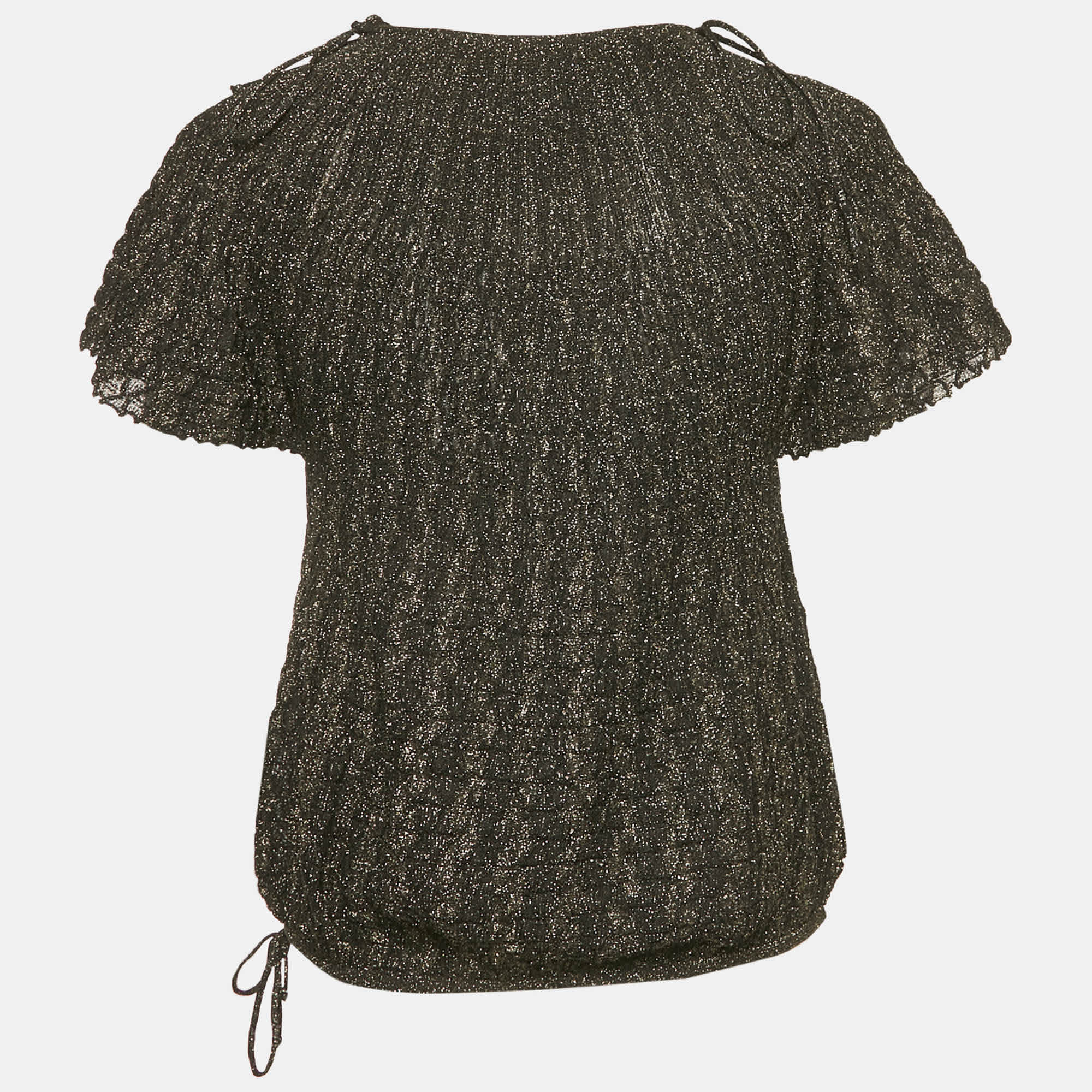 M Missoni Black Lurex Knit Short Sleeve Top