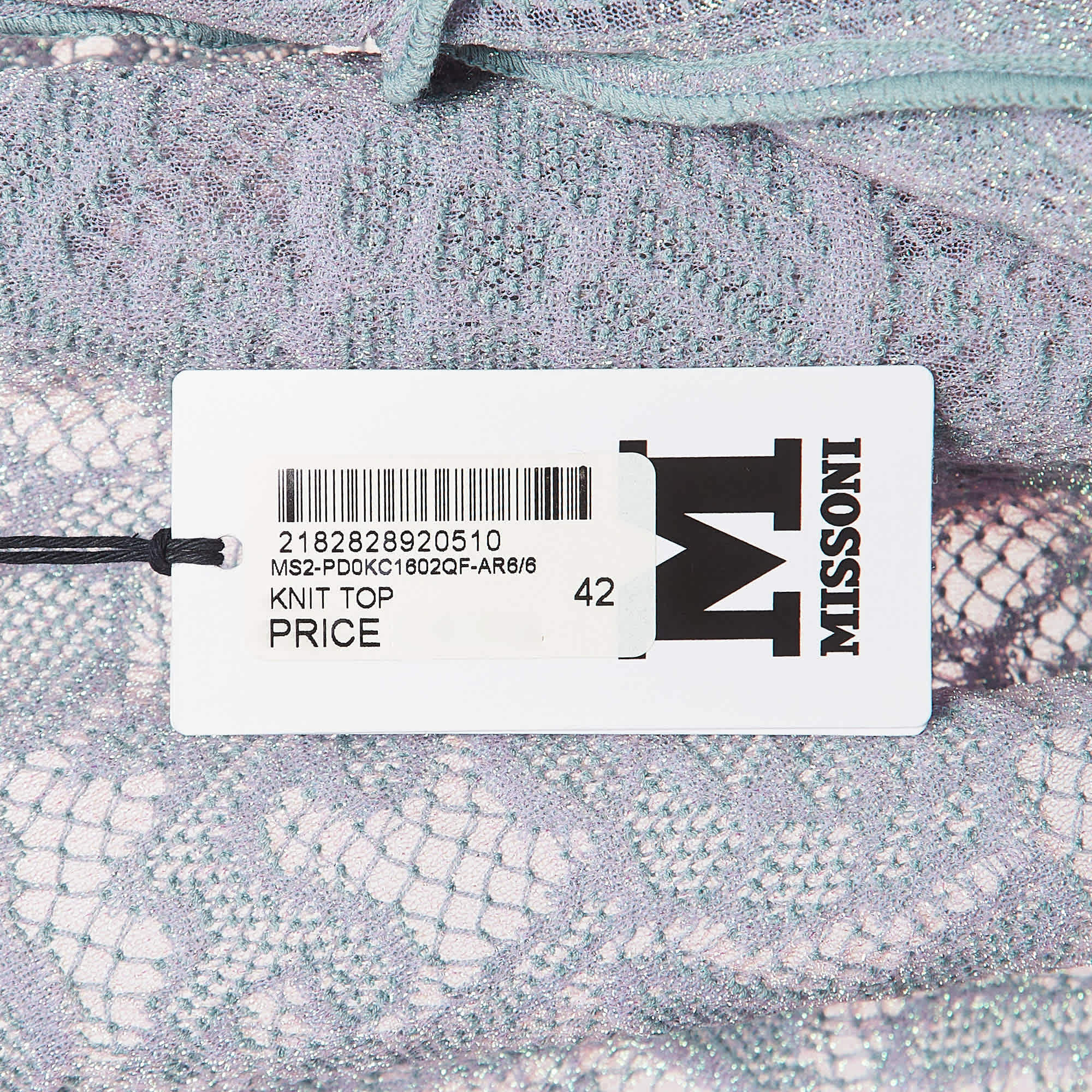 M Missoni Blue Sea Shell Pattern Lurex Knit Cap Sleeve Top