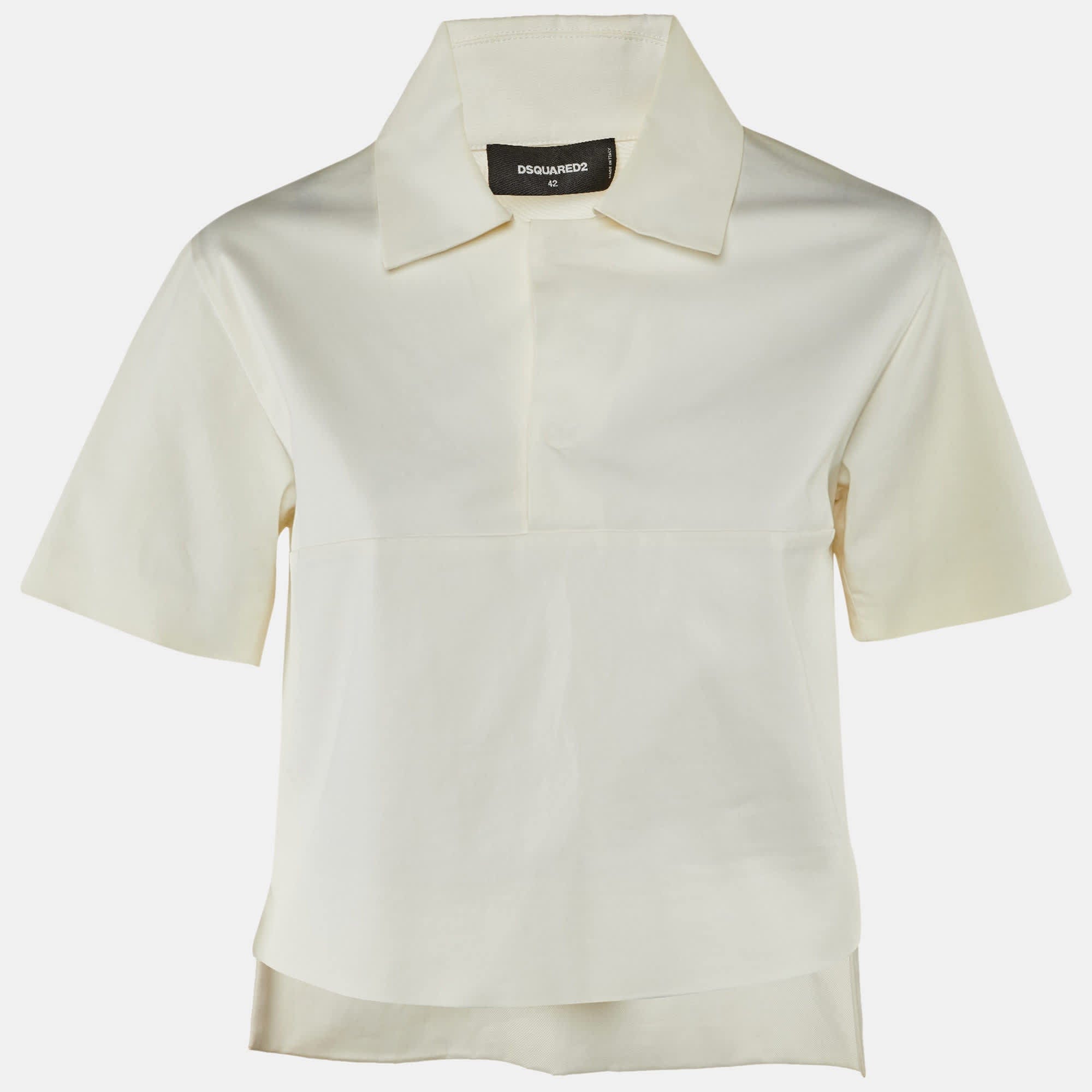 White Cotton High Low Top