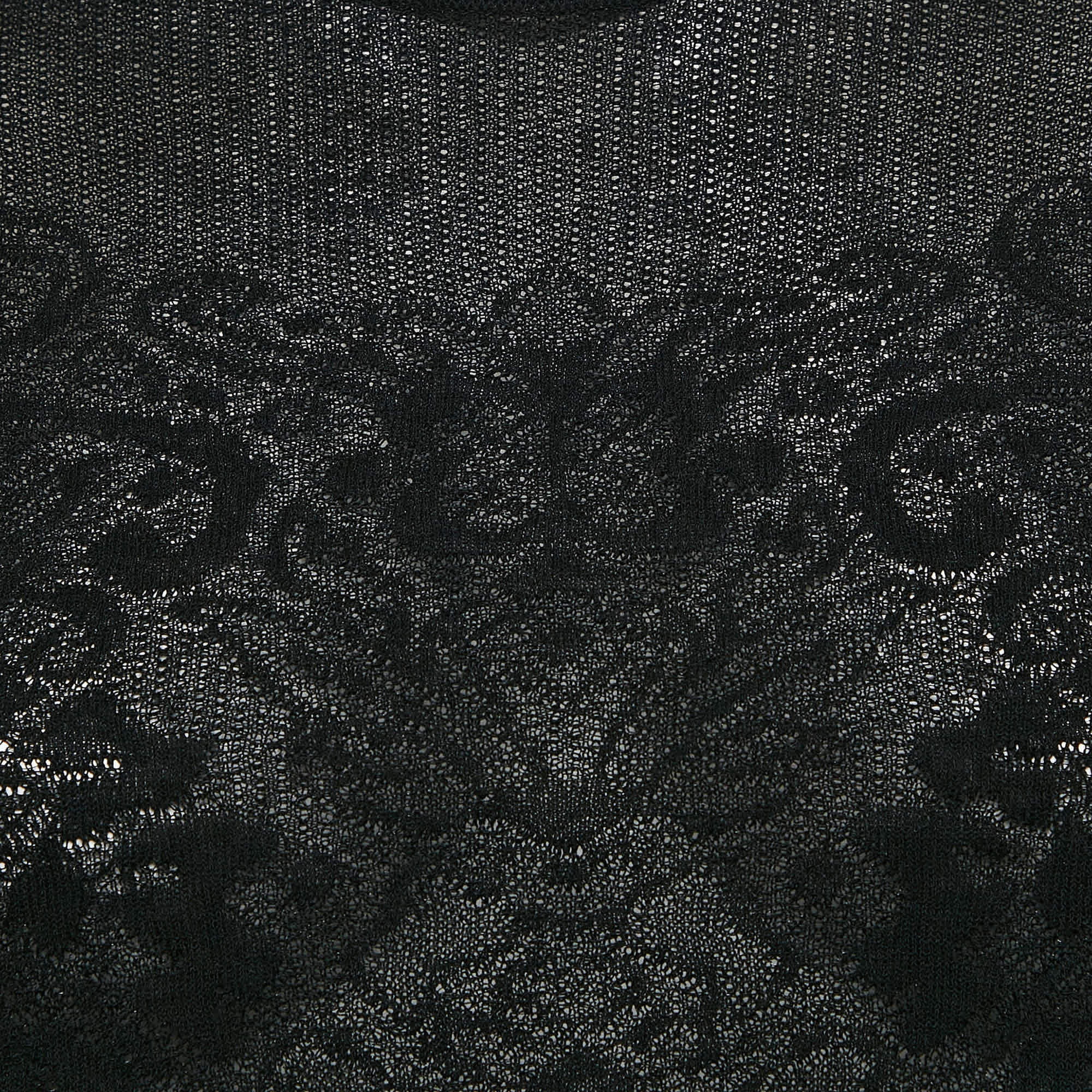 M Missoni Black Floral Knit Flared Long Sleeve Top