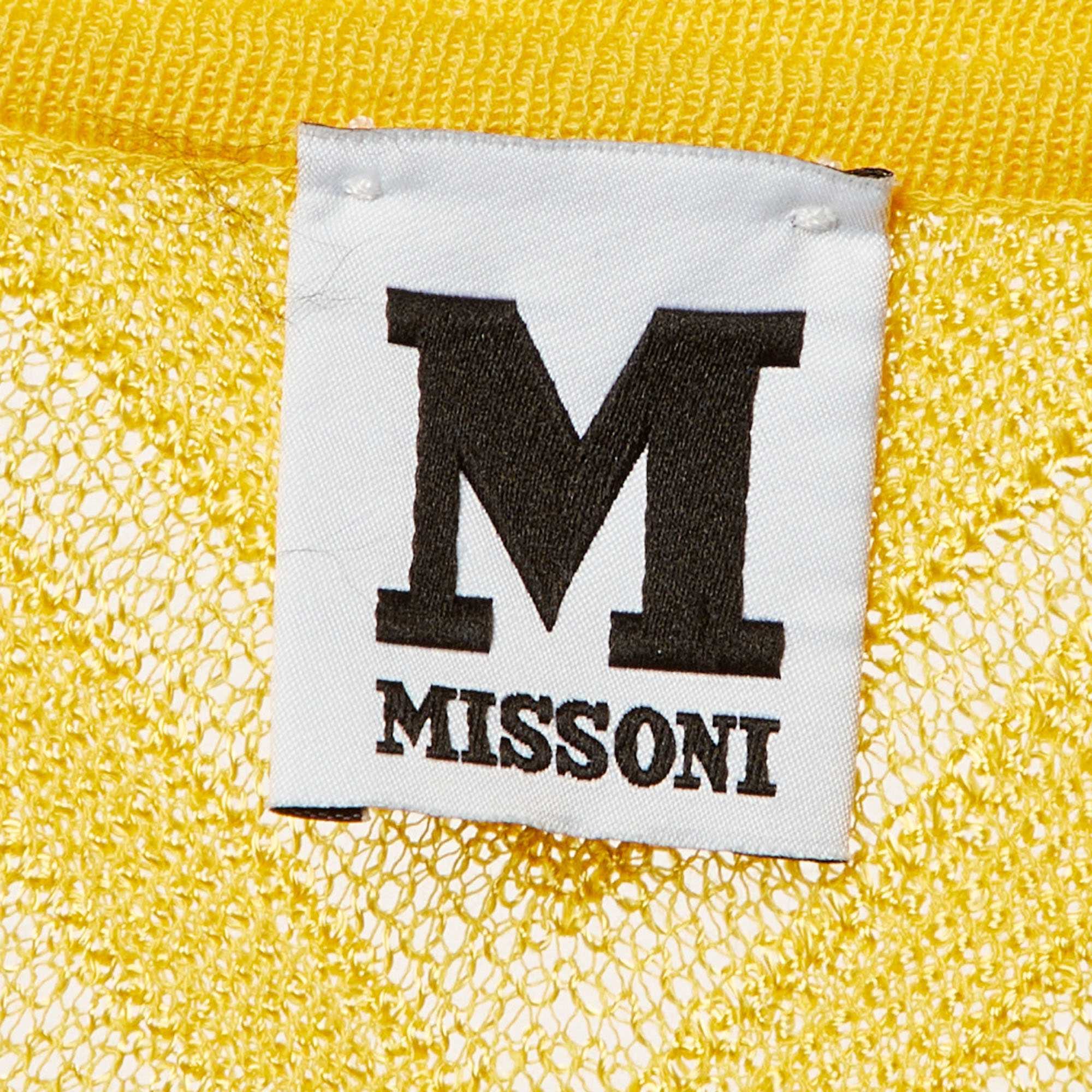 M Missoni Yellow Chevron Knit Sheer Top