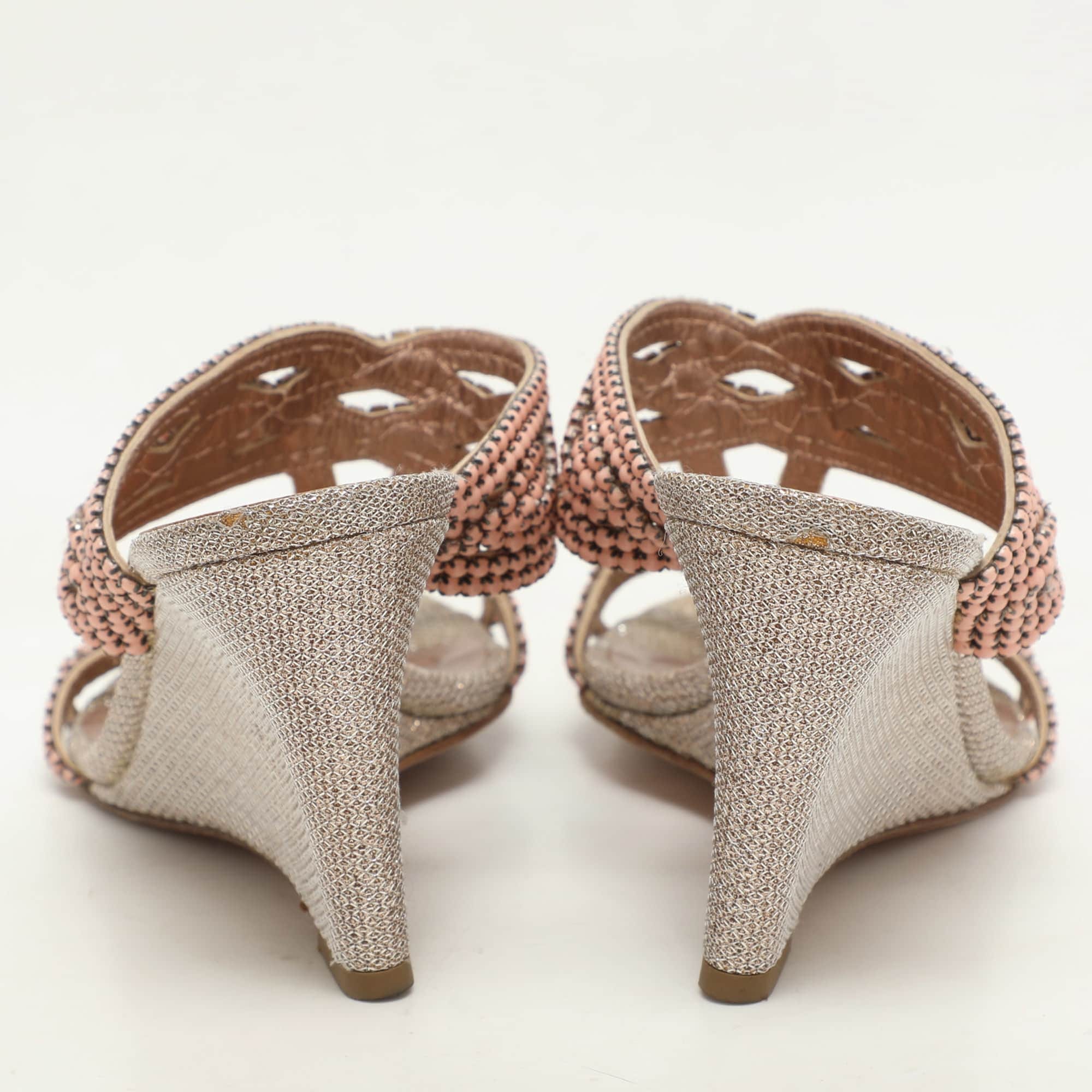 Gina Pink Beads Embellished Wedge Sandals