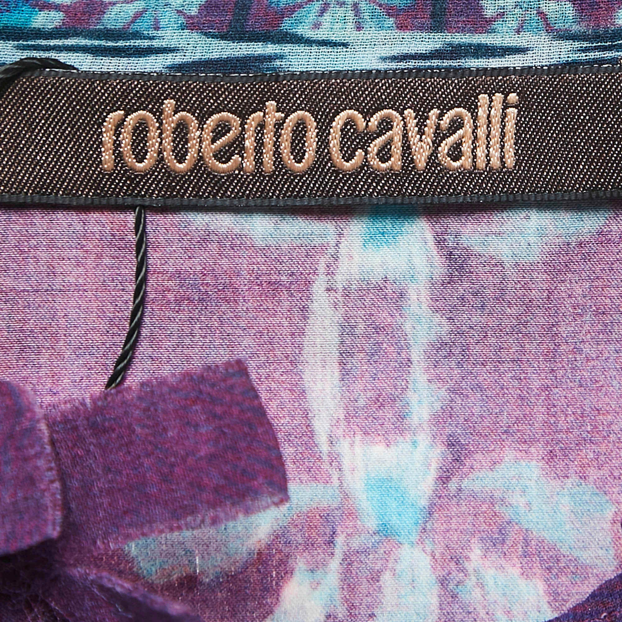 Purple Floral Print Silk Ruffled Top