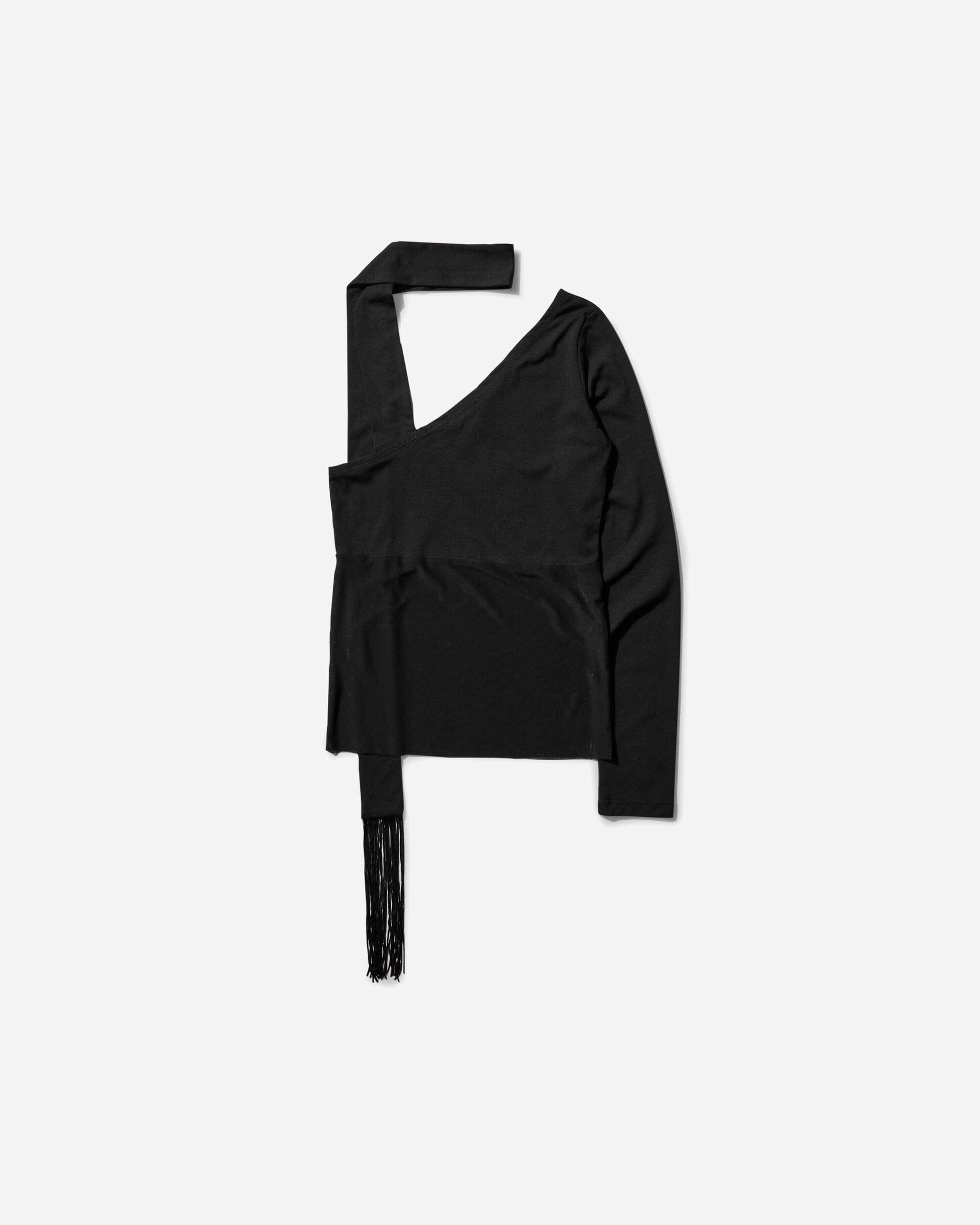Nii Hai Women's Asymmetric Neck Tie Top Black