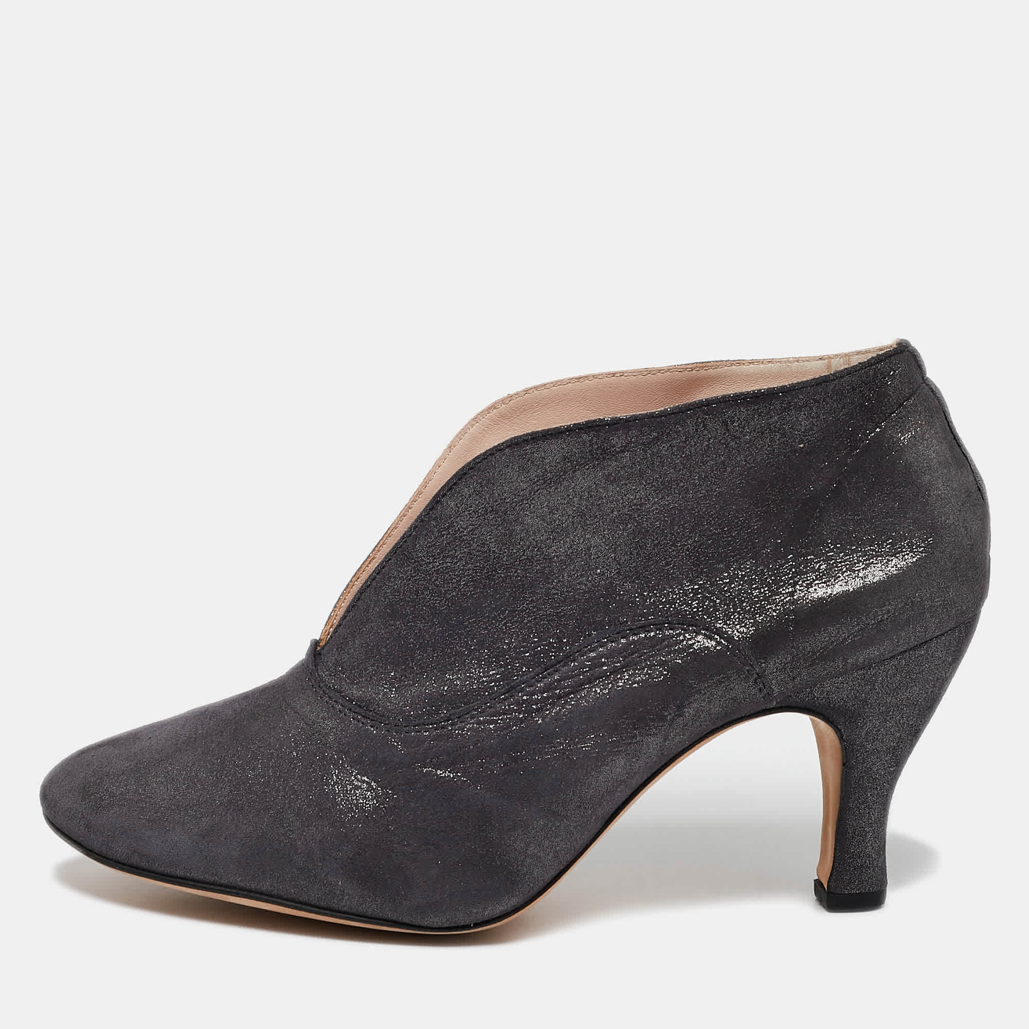 Repetto Metallic Grey Suede Ankle Booties
