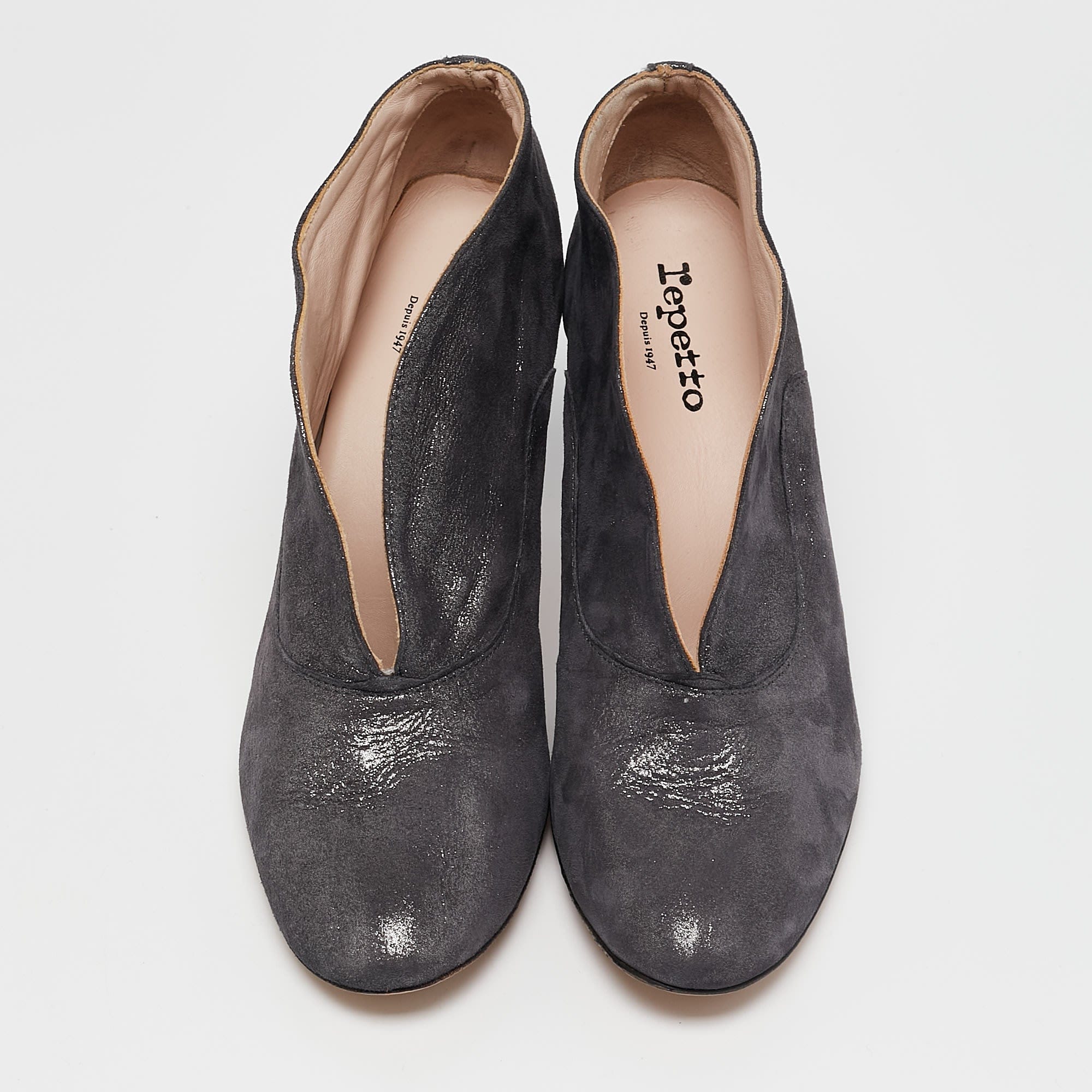 Repetto Metallic Grey Suede Ankle Booties