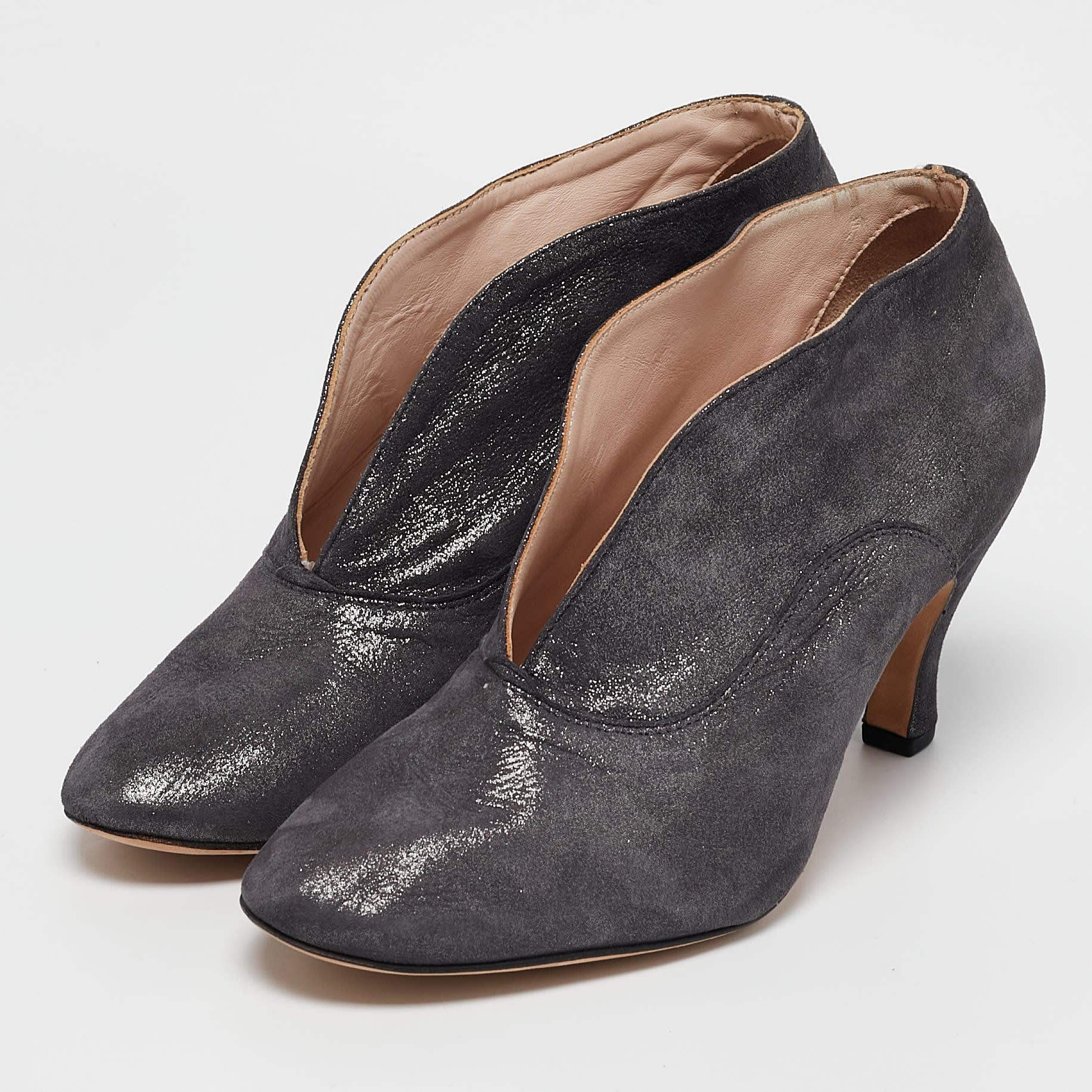 Repetto Metallic Grey Suede Ankle Booties