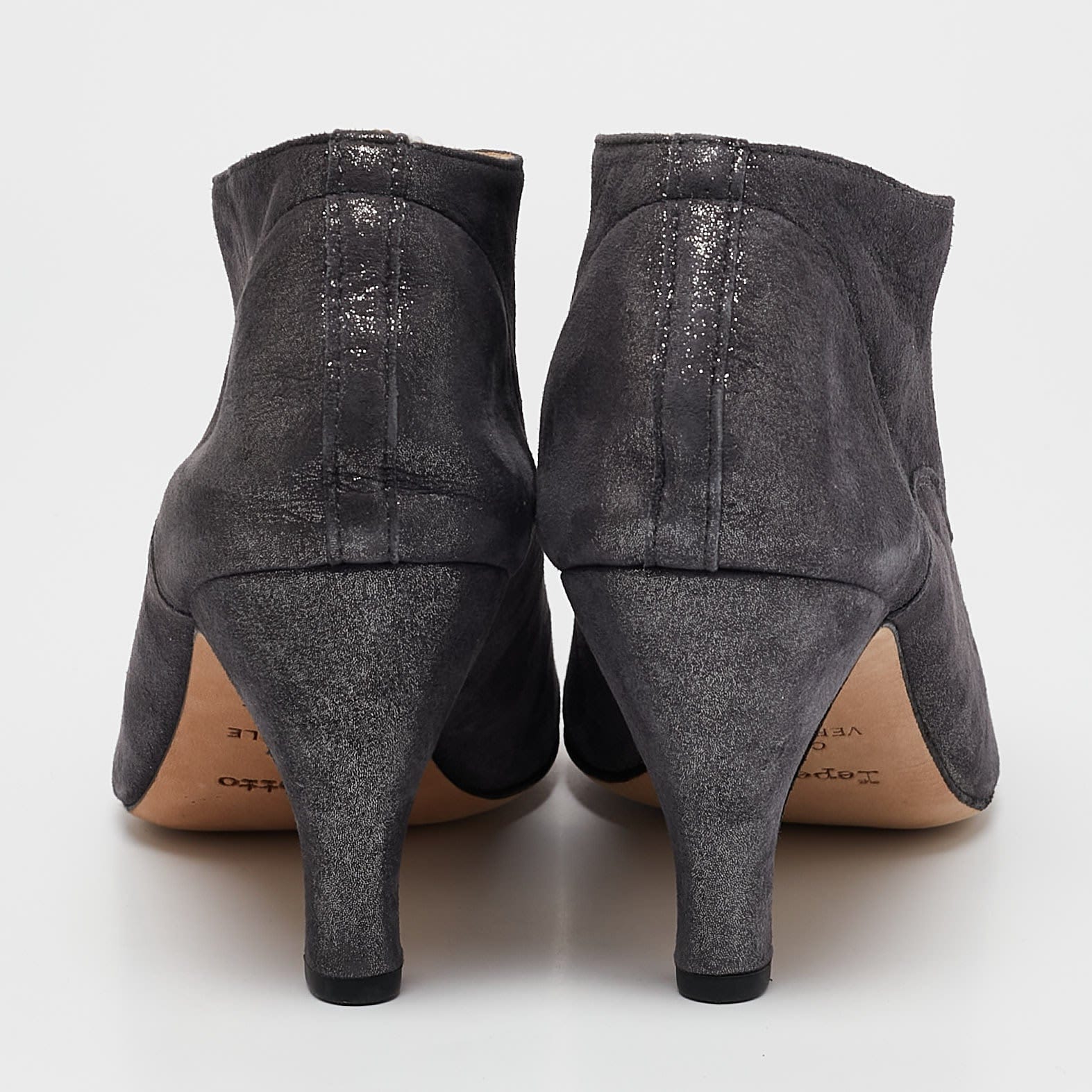 Repetto Metallic Grey Suede Ankle Booties