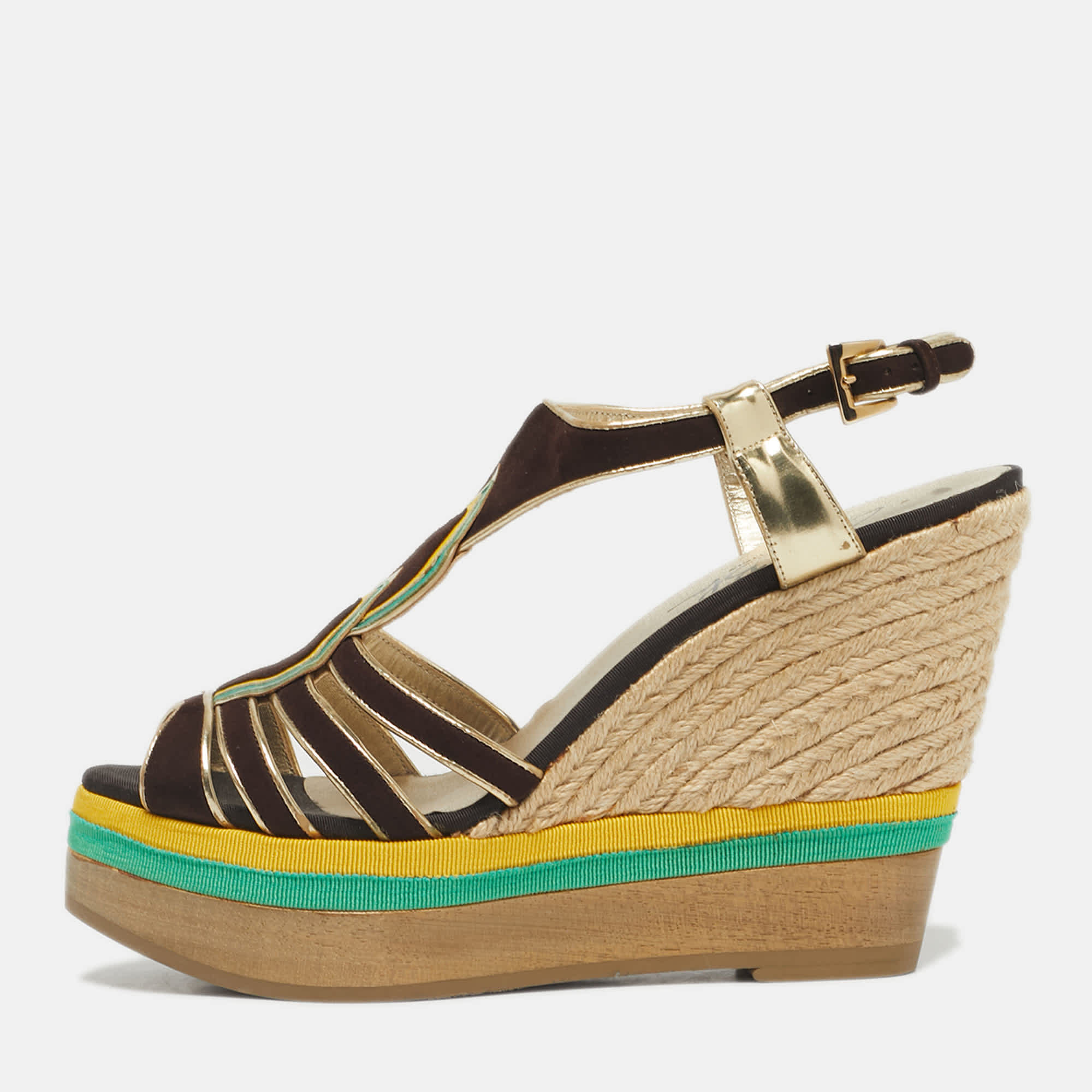 Loriblu Multicolor Leather And Suede Wedge Sandals