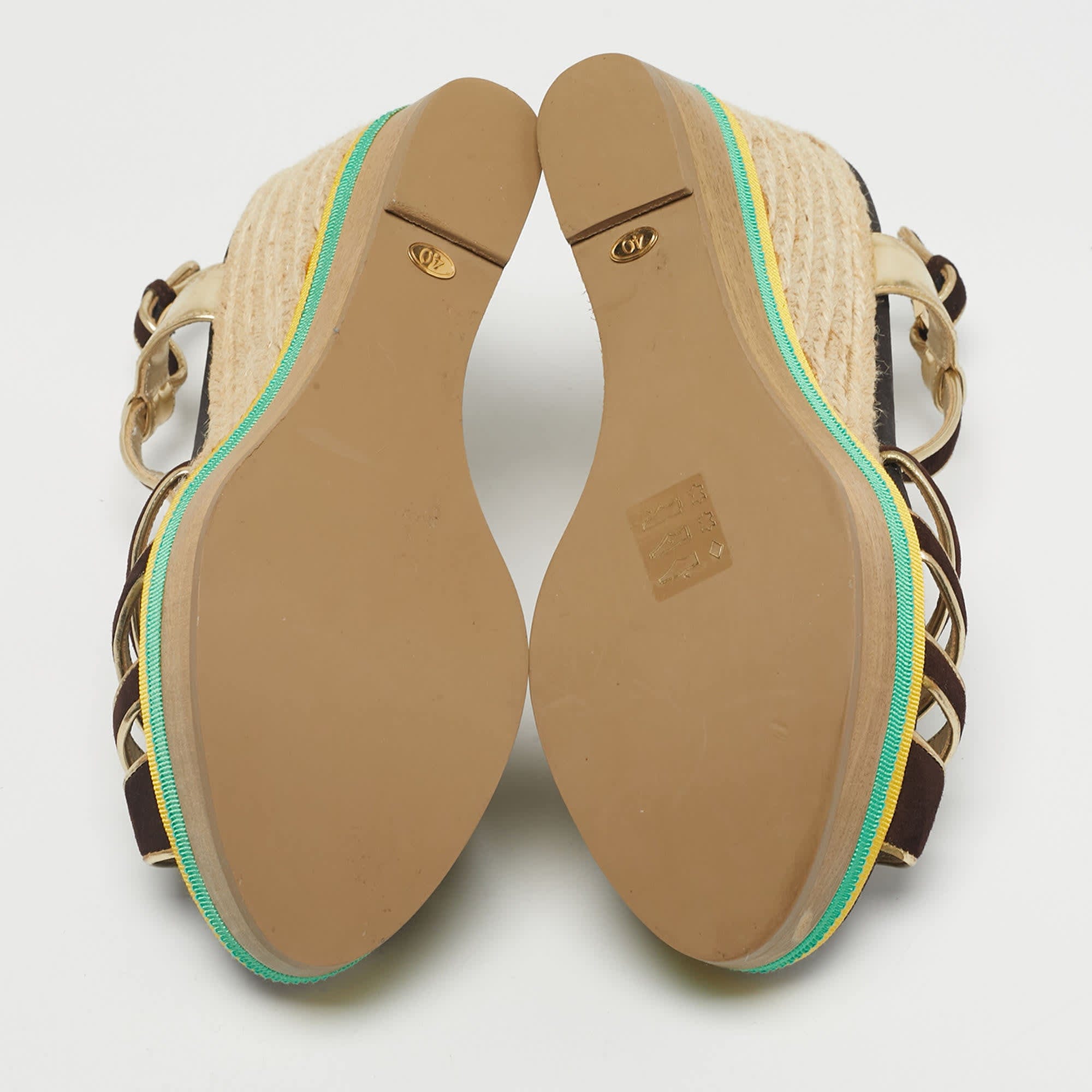Loriblu Multicolor Leather And Suede Wedge Sandals