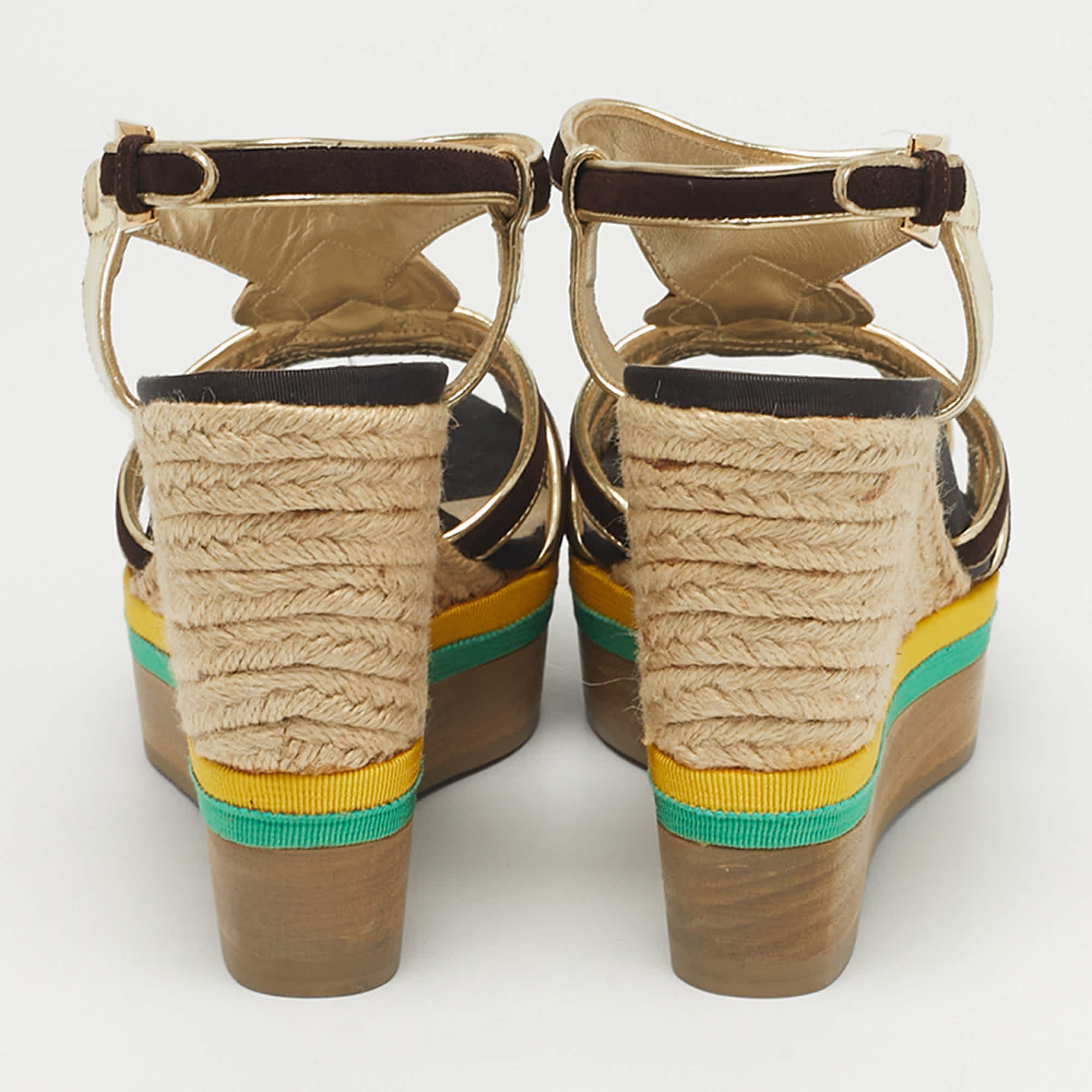 Loriblu Multicolor Leather And Suede Wedge Sandals