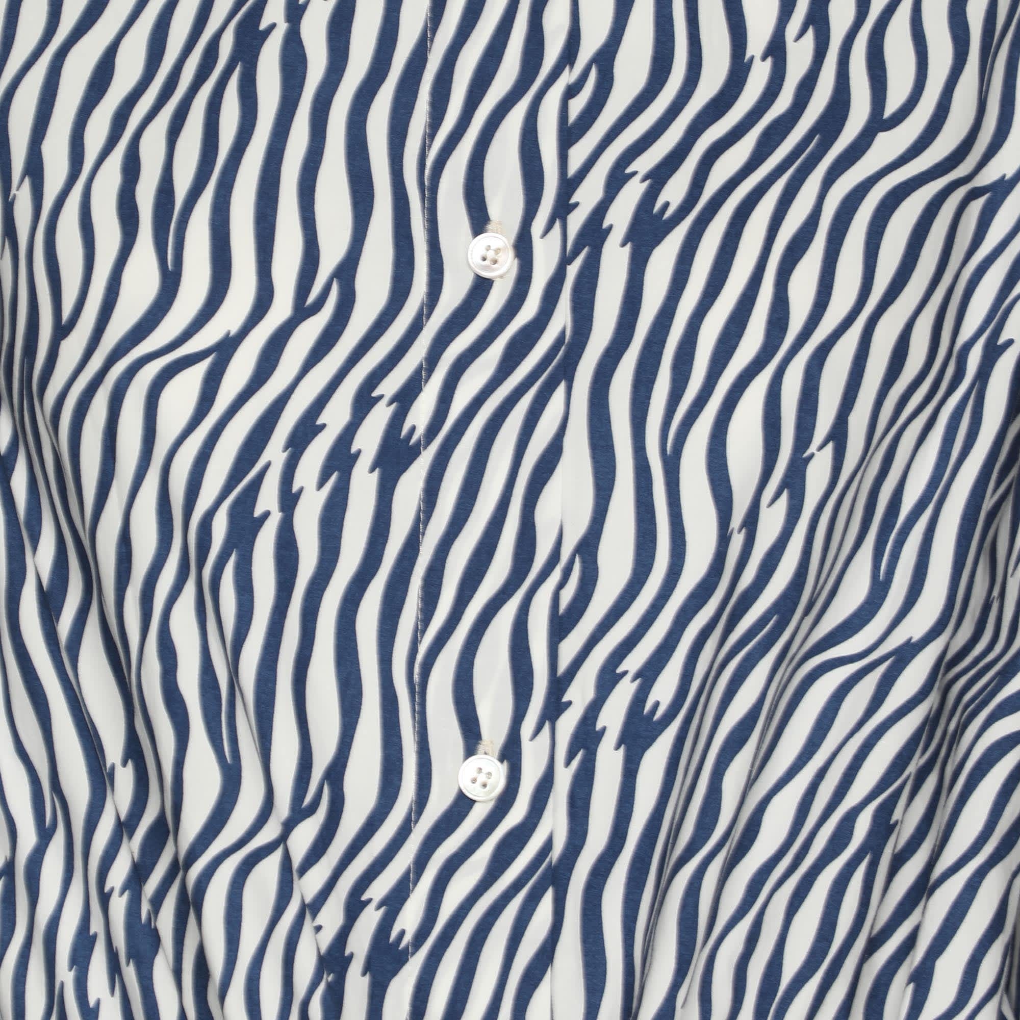 WHITE* Blue/white Animal Print Cotton Drawstring Long Sleeve Top