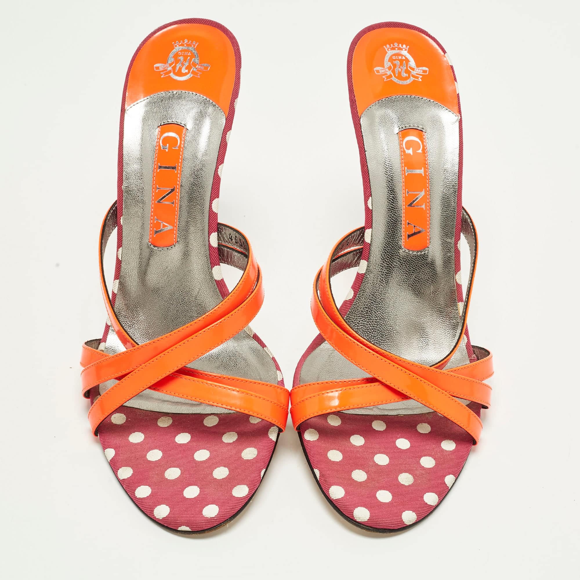 CROSS Size 39.5 Red Patent Leather Criss - Cross Strap Slide Sandals