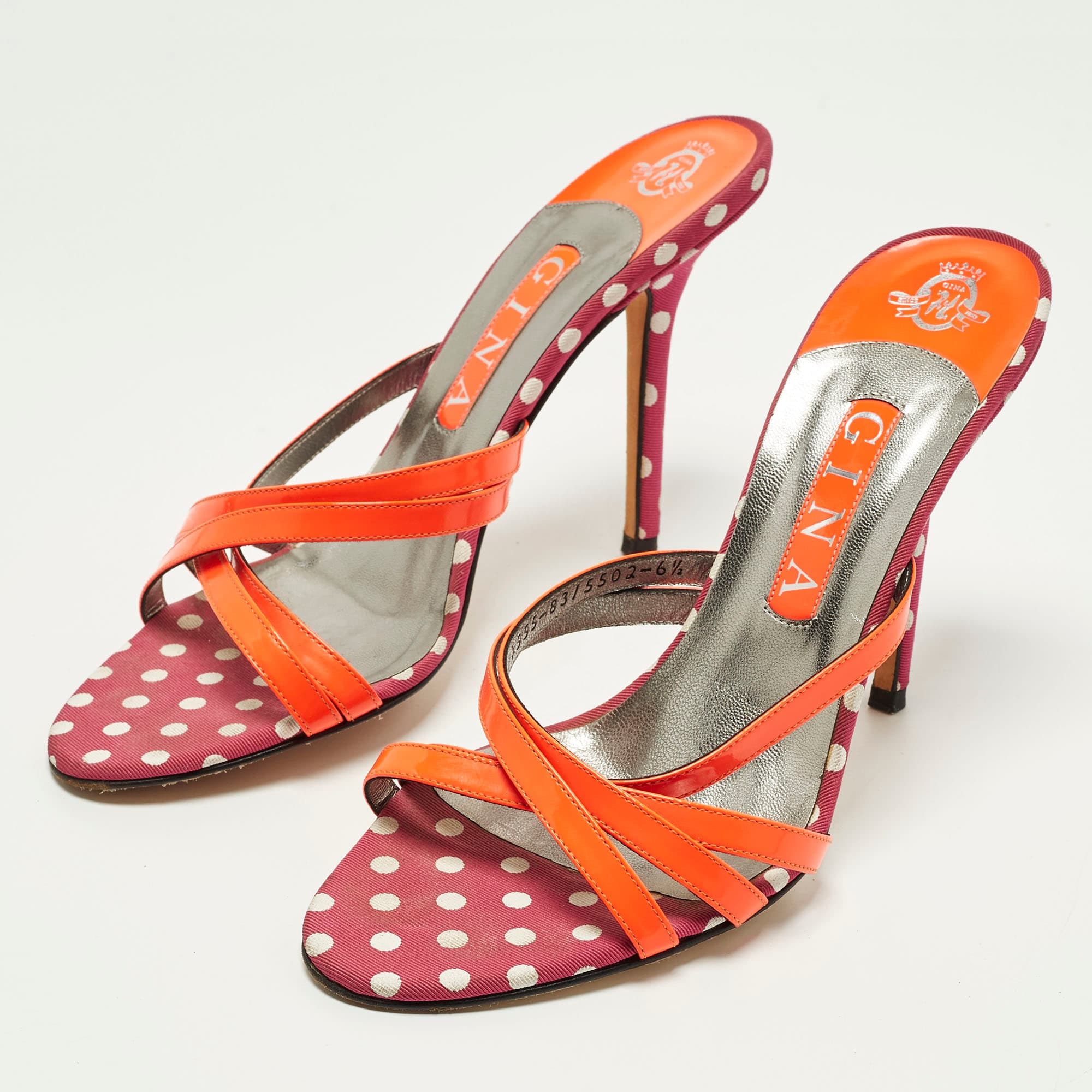 CROSS Size 39.5 Red Patent Leather Criss - Cross Strap Slide Sandals