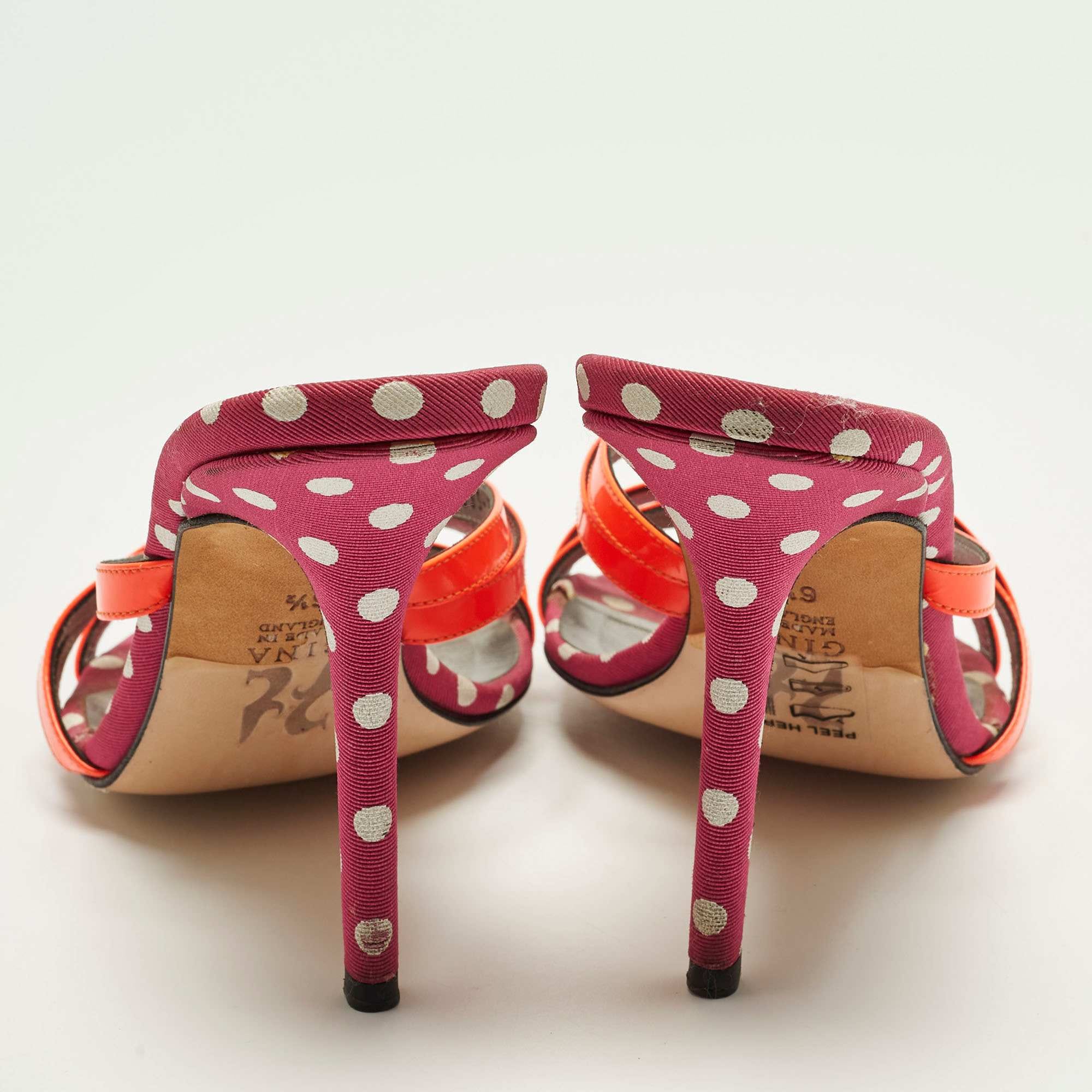 CROSS Size 39.5 Red Patent Leather Criss - Cross Strap Slide Sandals