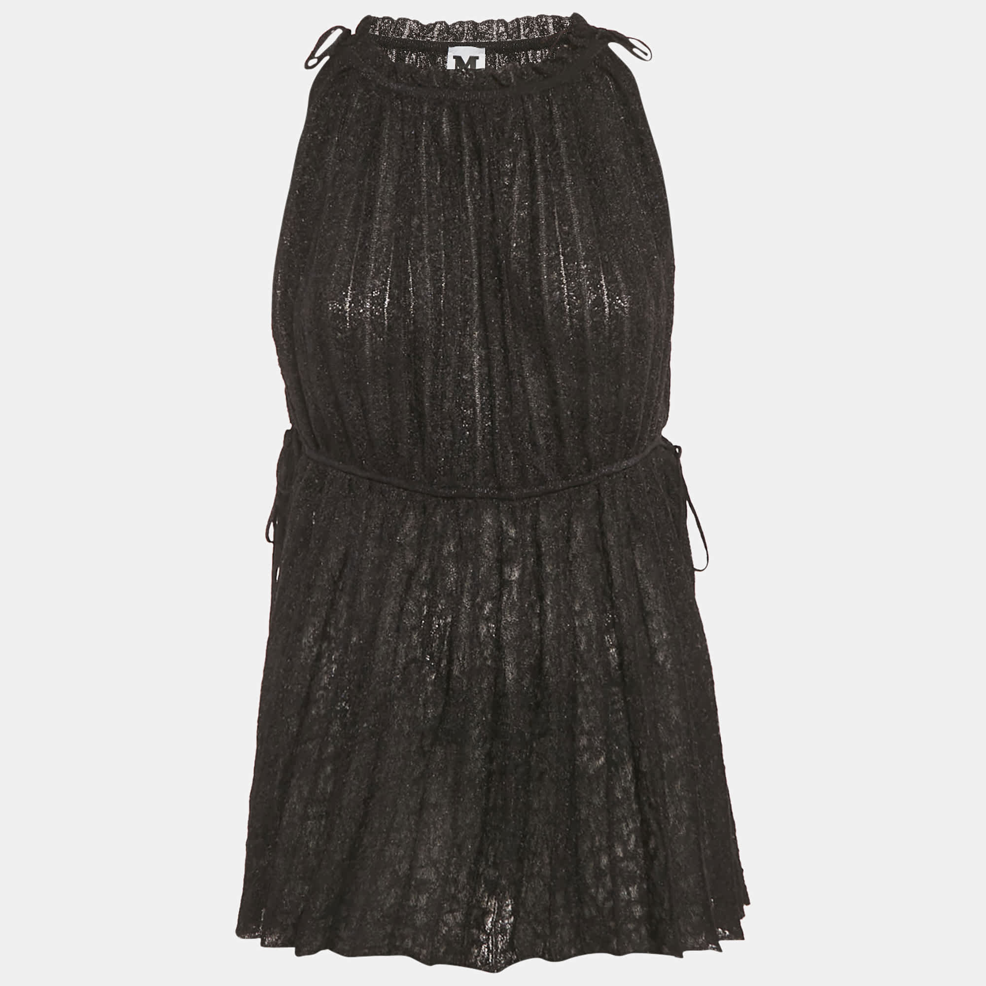 M Missoni Black Lurex Knit Sleeveless Tunic Top