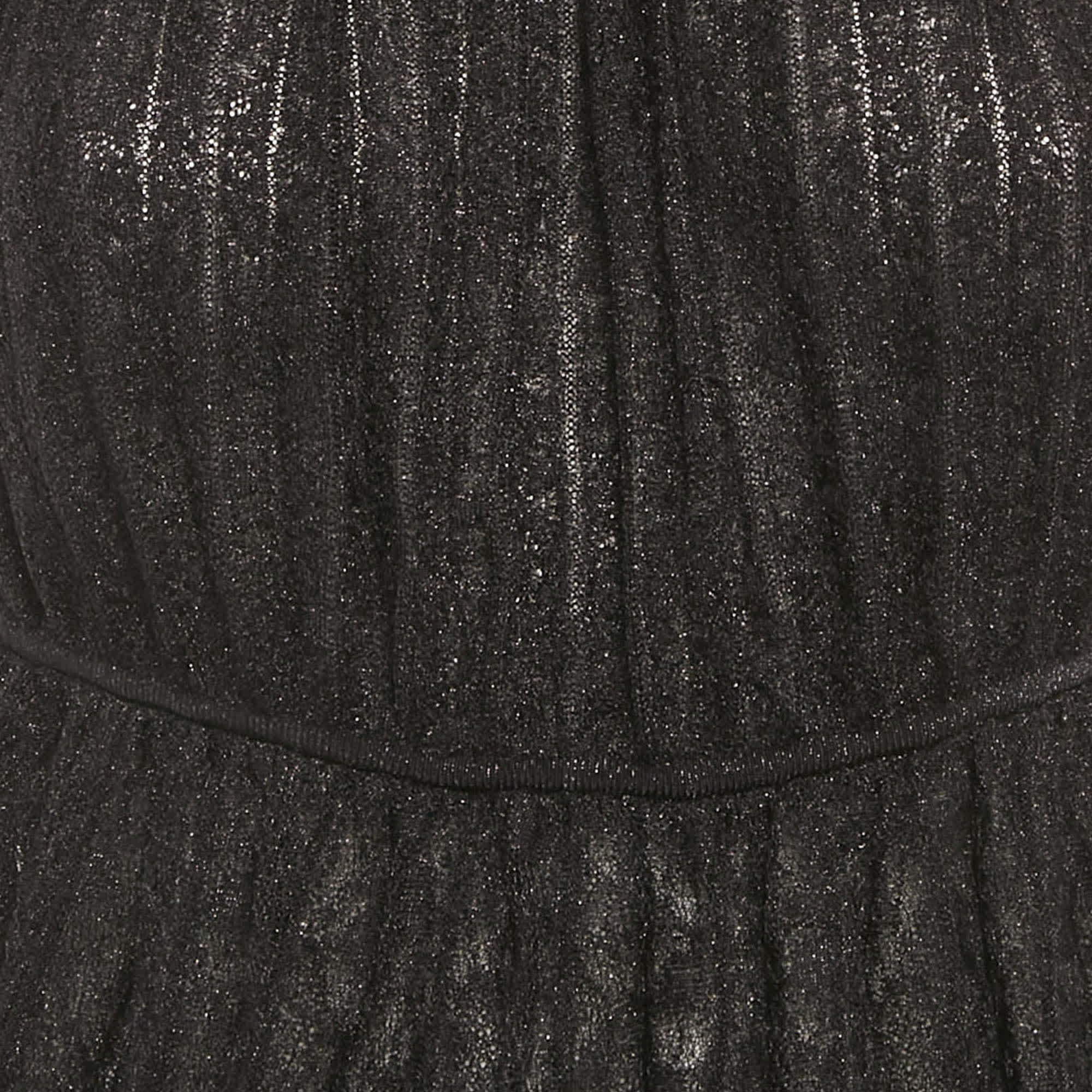 M Missoni Black Lurex Knit Sleeveless Tunic Top