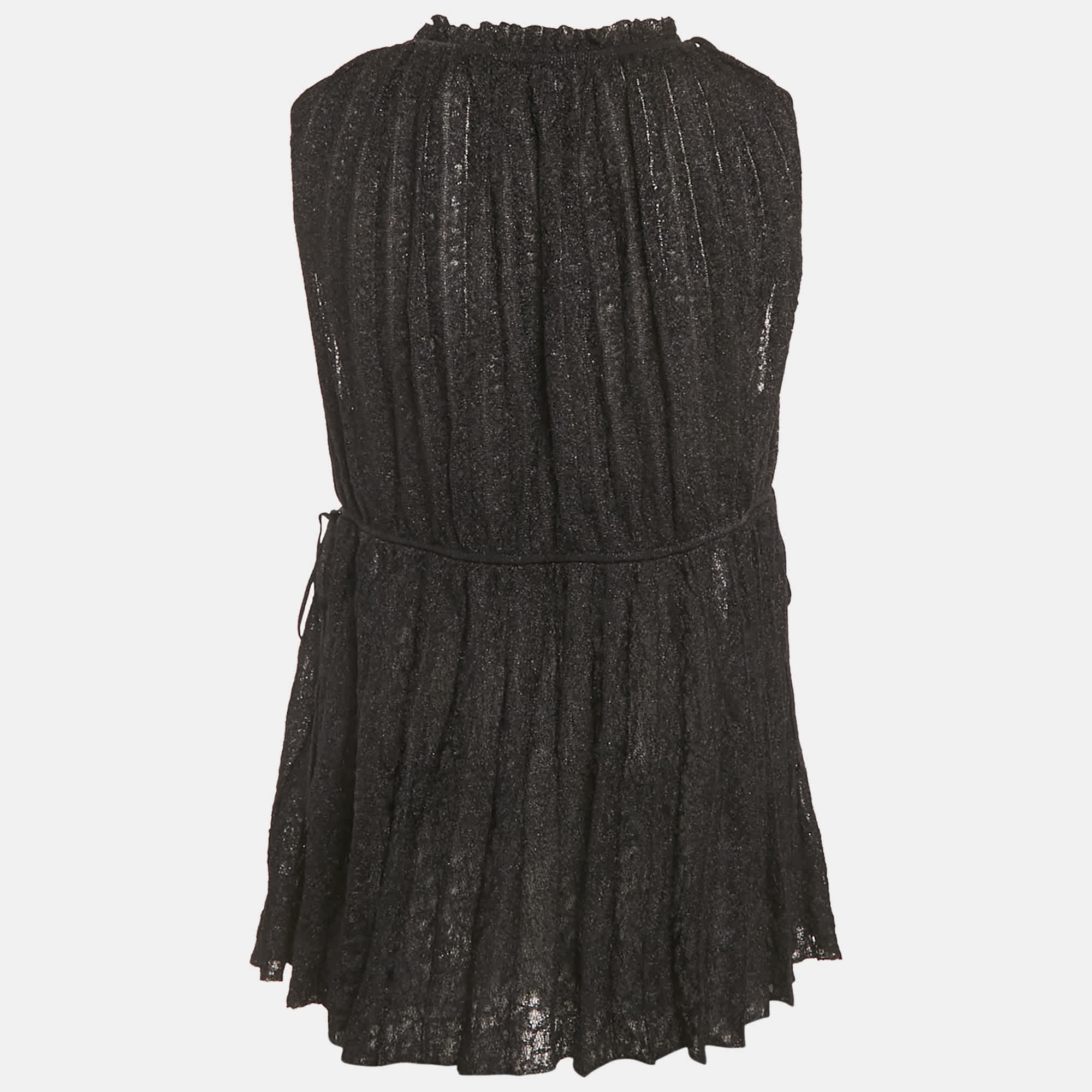M Missoni Black Lurex Knit Sleeveless Tunic Top