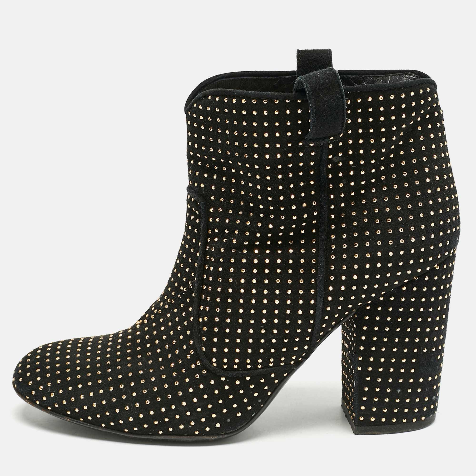 Laurence Dacade Black Suede Pete Studded Ankle Boots