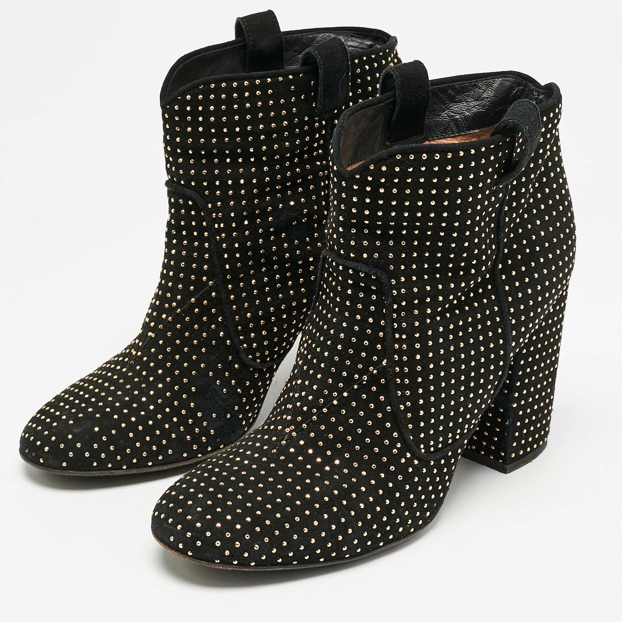 Laurence Dacade Black Suede Pete Studded Ankle Boots