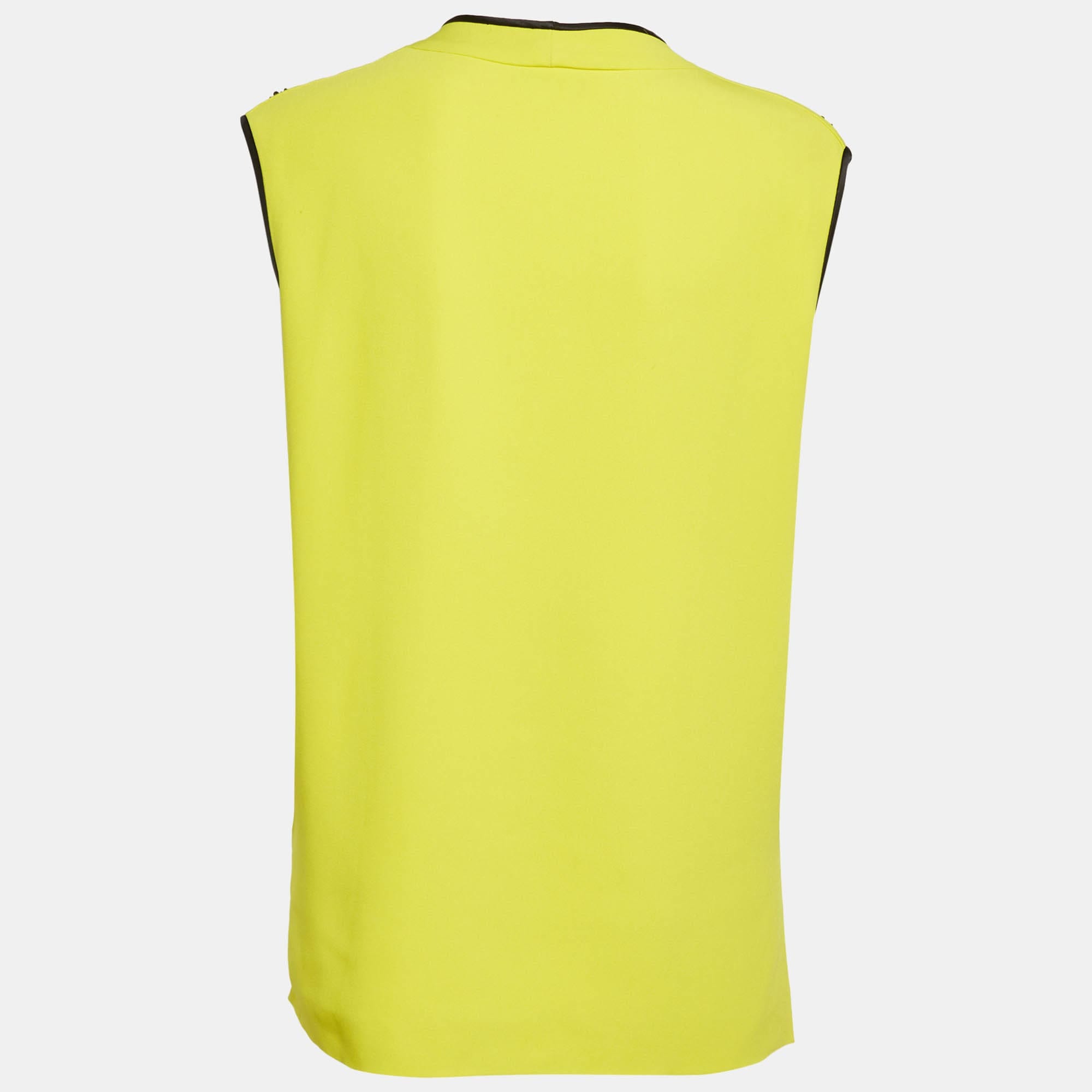 Yellow Etro Yellow Embellished Crepe Sleeveless Top