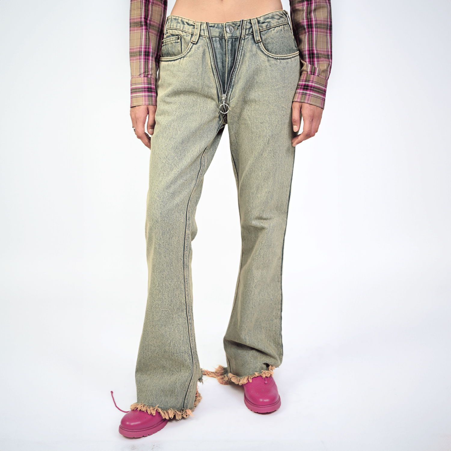 Vintage bootcut denim with zippered detail