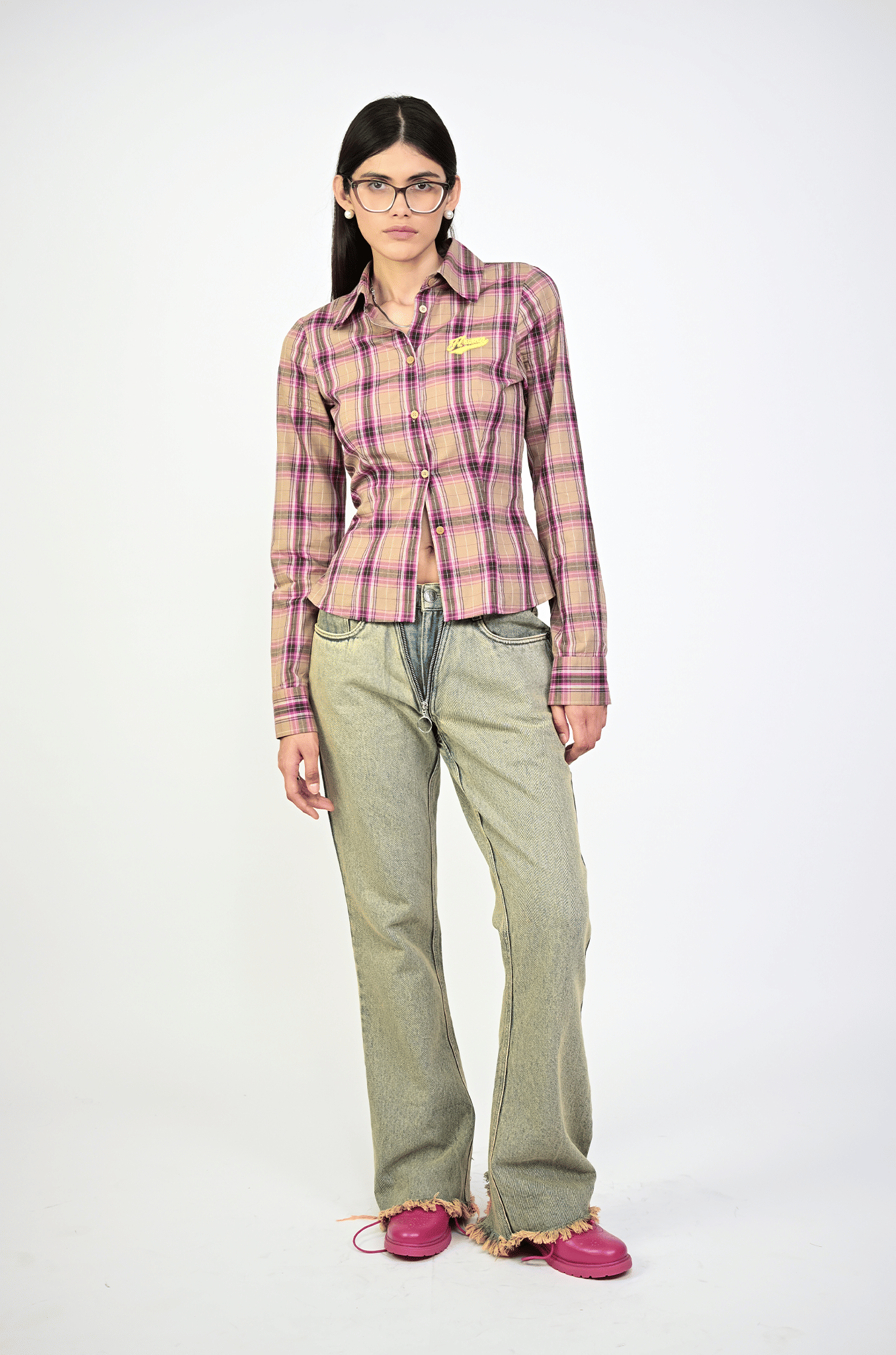Vintage bootcut denim with zippered detail