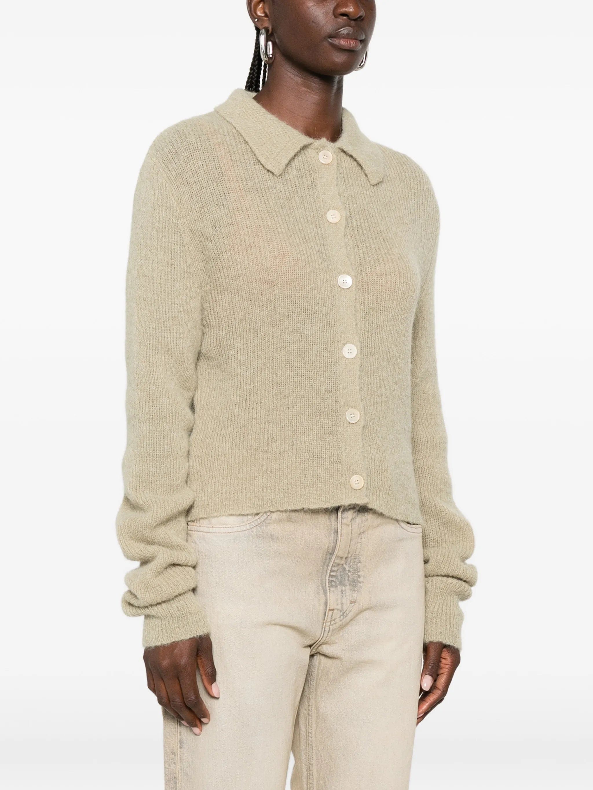 OUR Legacy fuzzy - knit collared cardigan