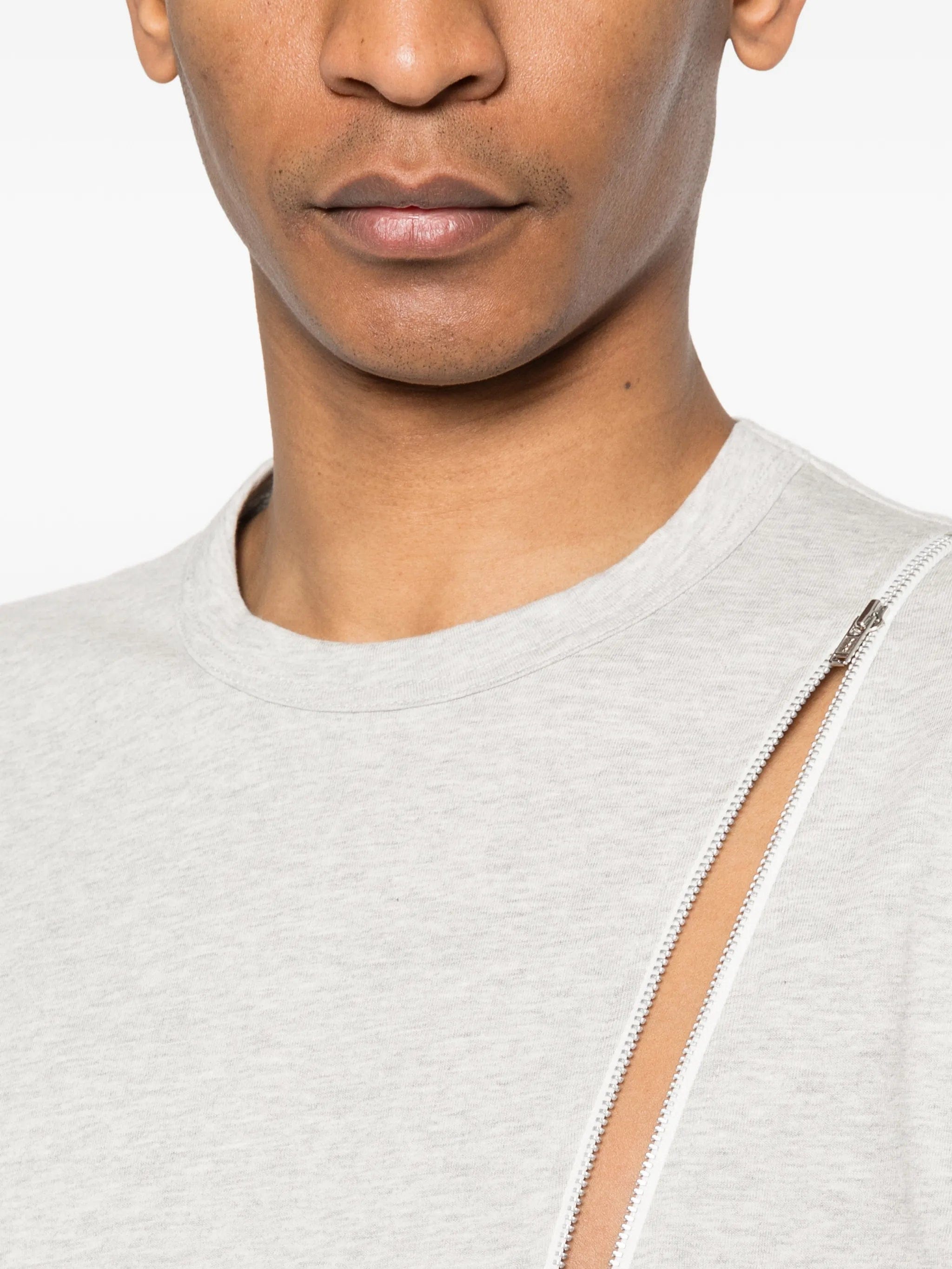 Comme des Garçons Shirt zip - detail cotton T - shirt